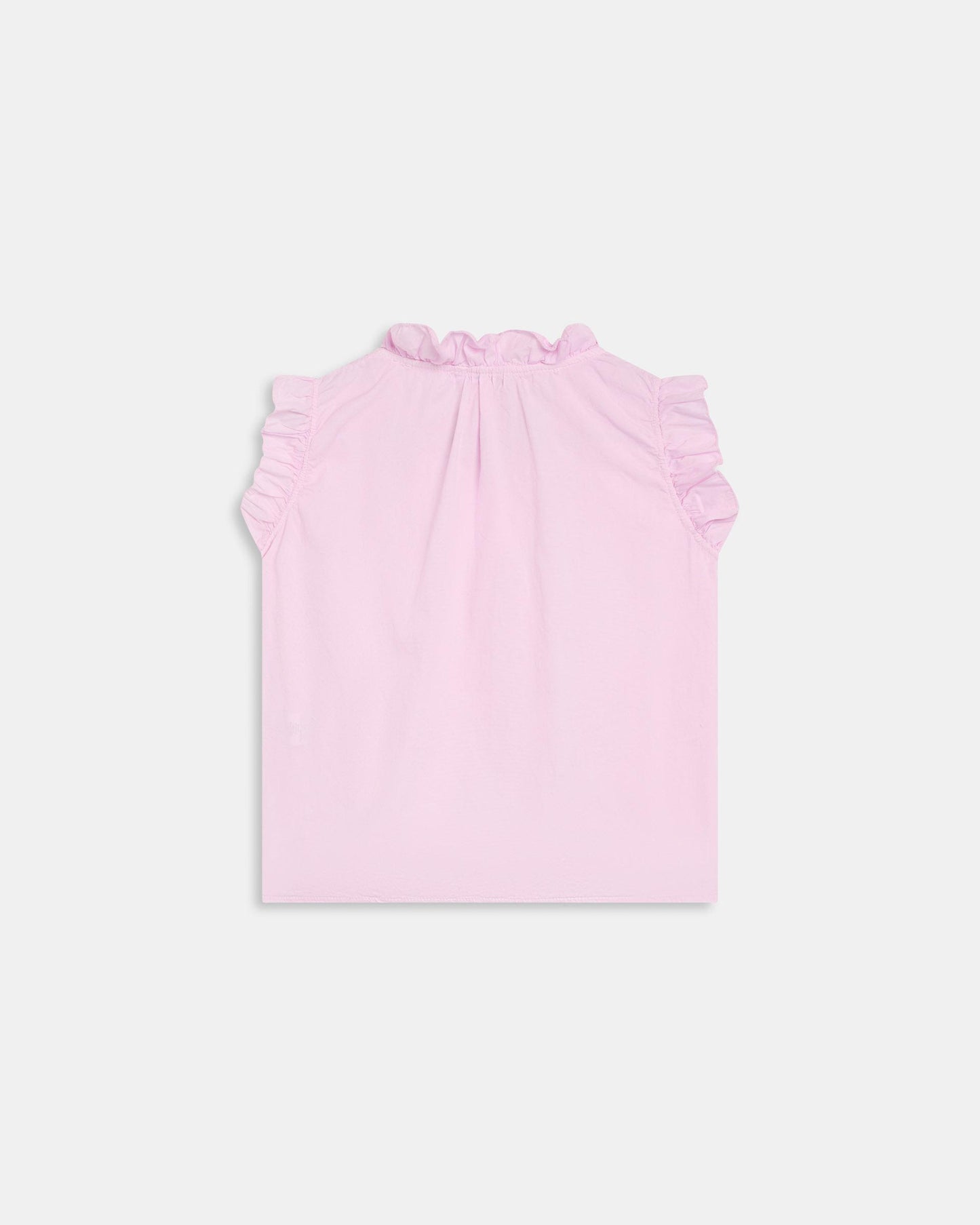 Blusa Sem Mangas Folhos Decote V Rosa-pó