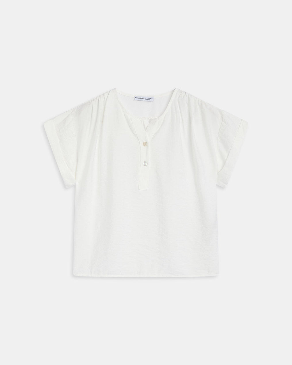 Blusa Fluida Escote Pico Botones Blanca