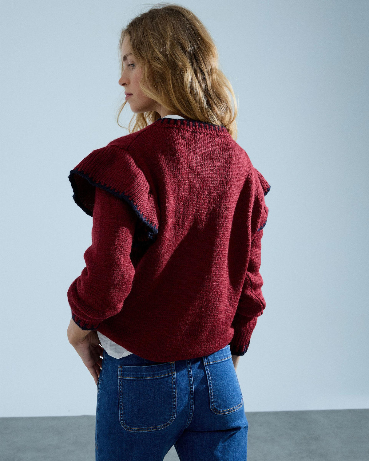 Maglione Balze Laterali Impunture Granata