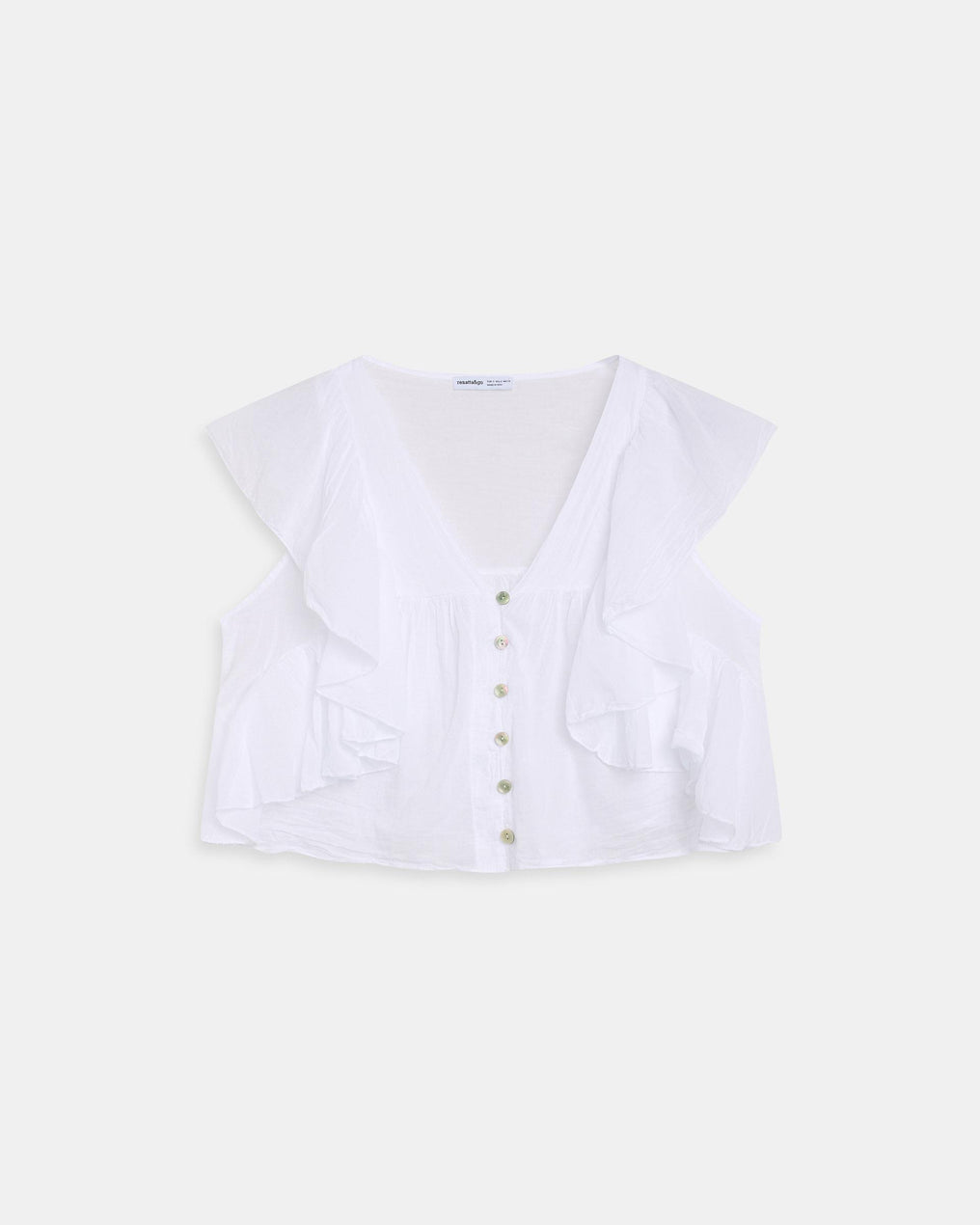 Blusa Botones Volantes Blanca