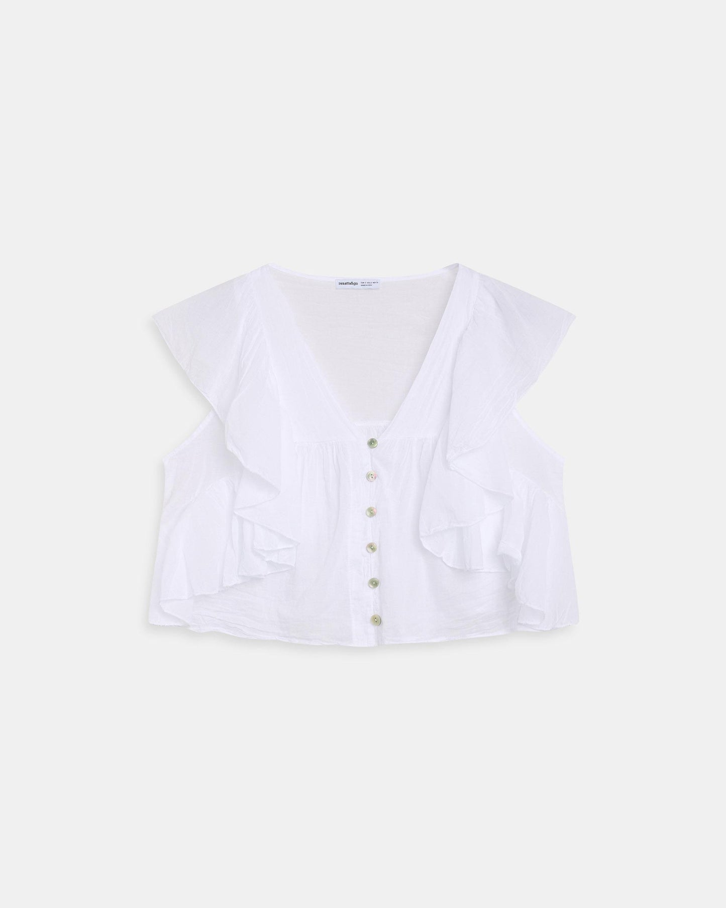 Blusa Botones Volantes Blanca