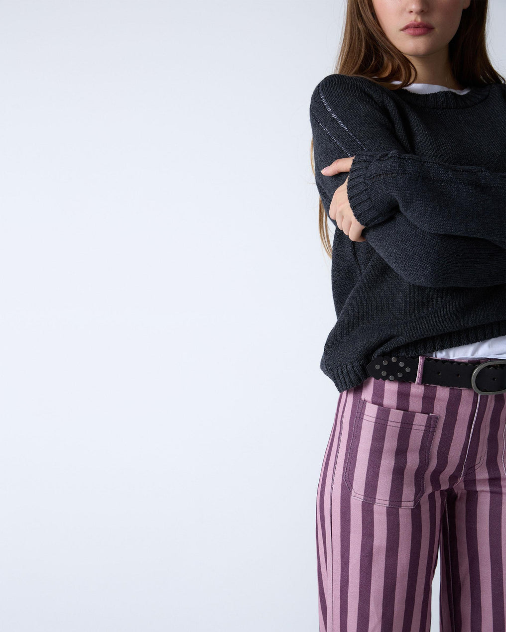 Pantalón Rayas Bicolor Rosa