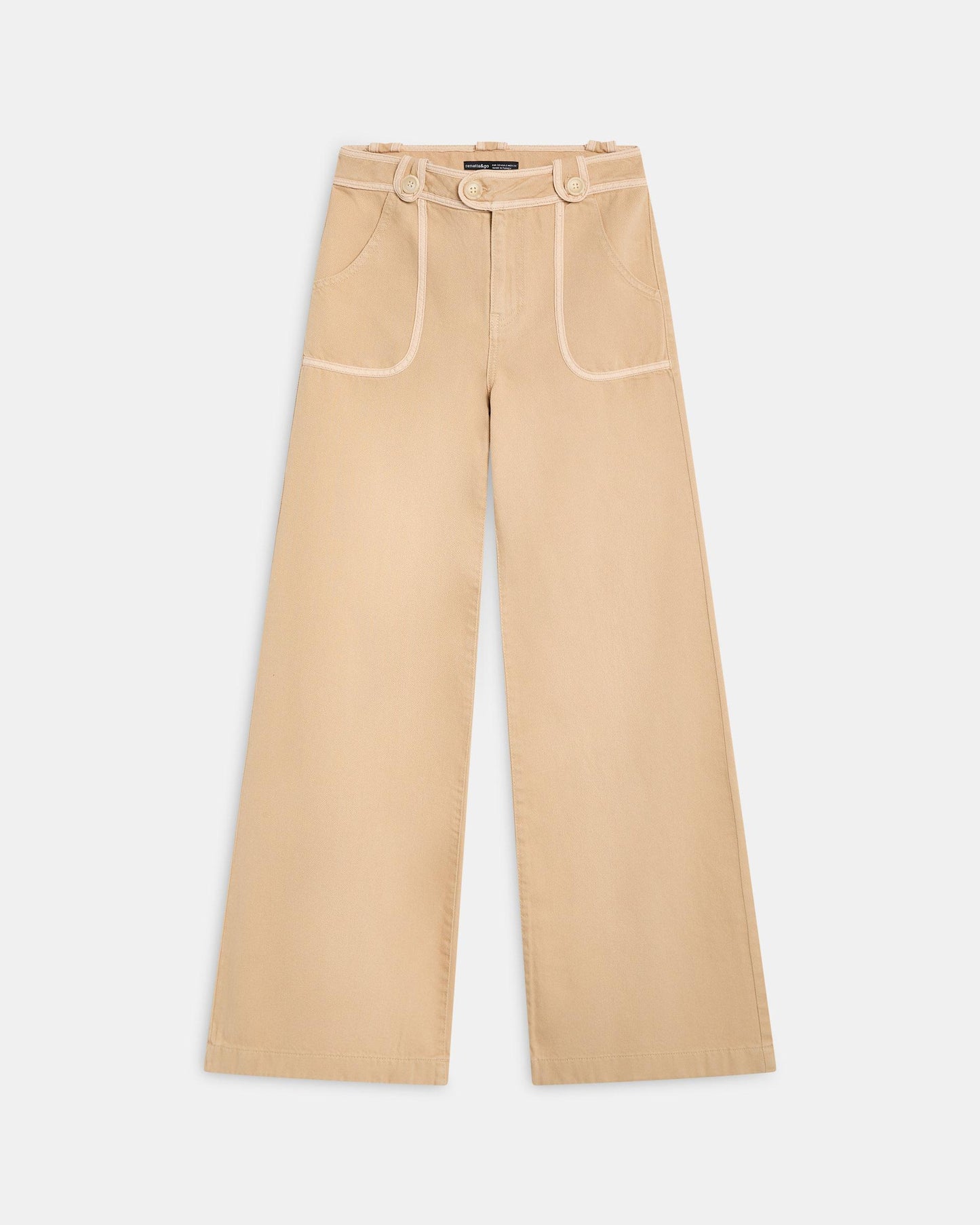 Jeans Vivo Contraste Bege