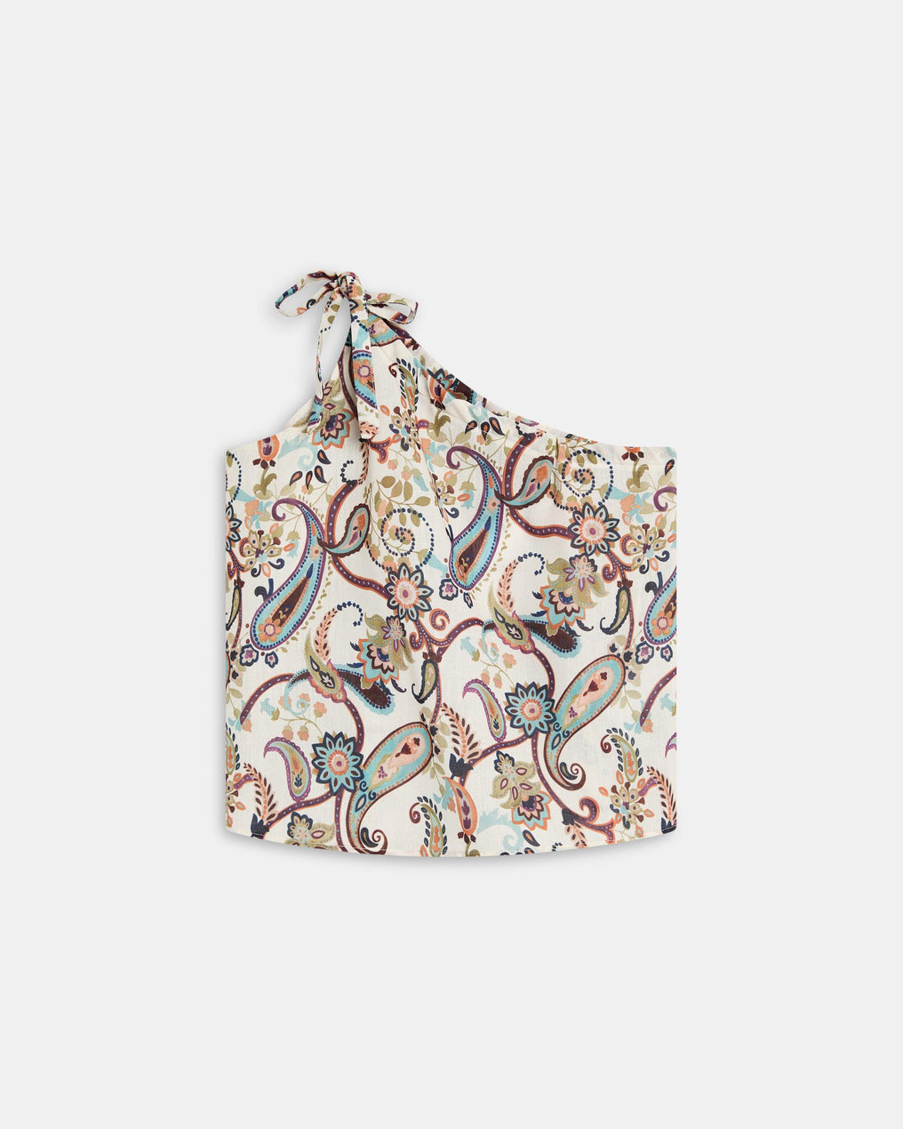 Top Asymétrique Lacet Imprimé Multicolore