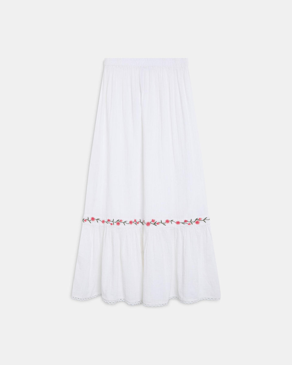 Falda Bordado Flores Blanco