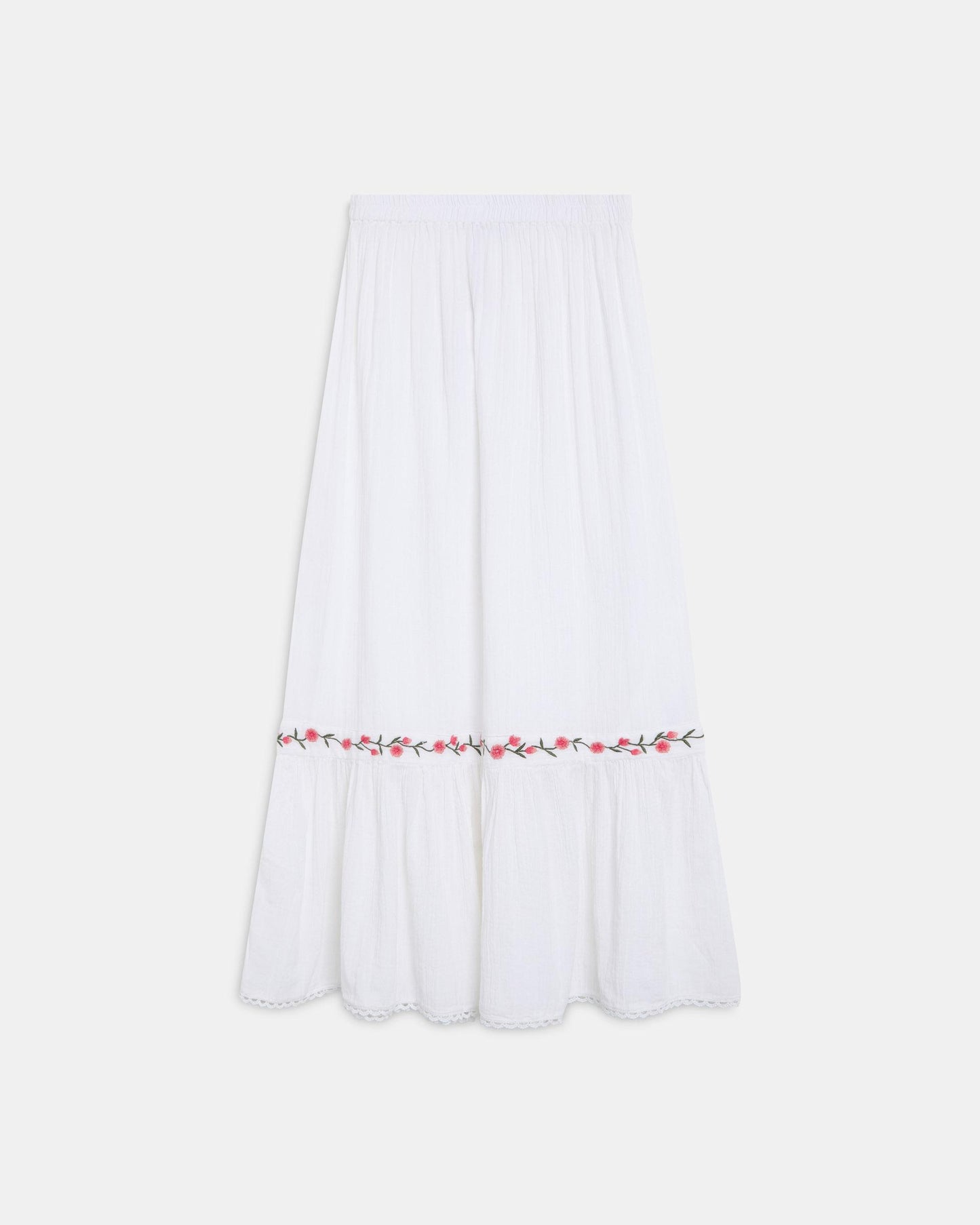 Falda Bordado Flores Blanco