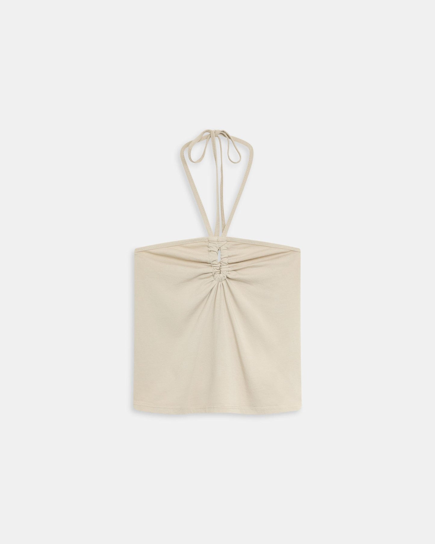 Beige Ruched Front Halter Top