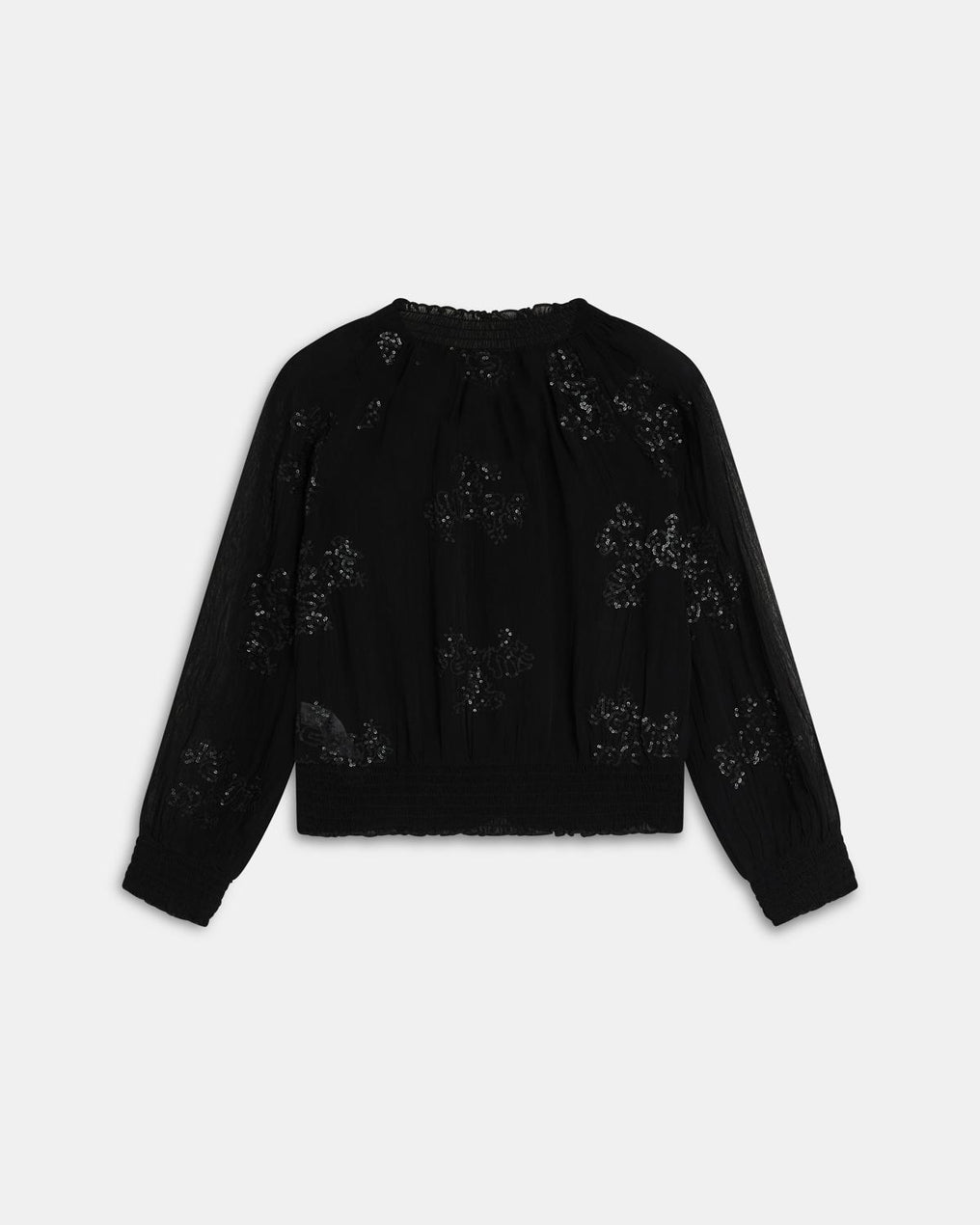 Black Sequin Blouse with Elasticated Hem