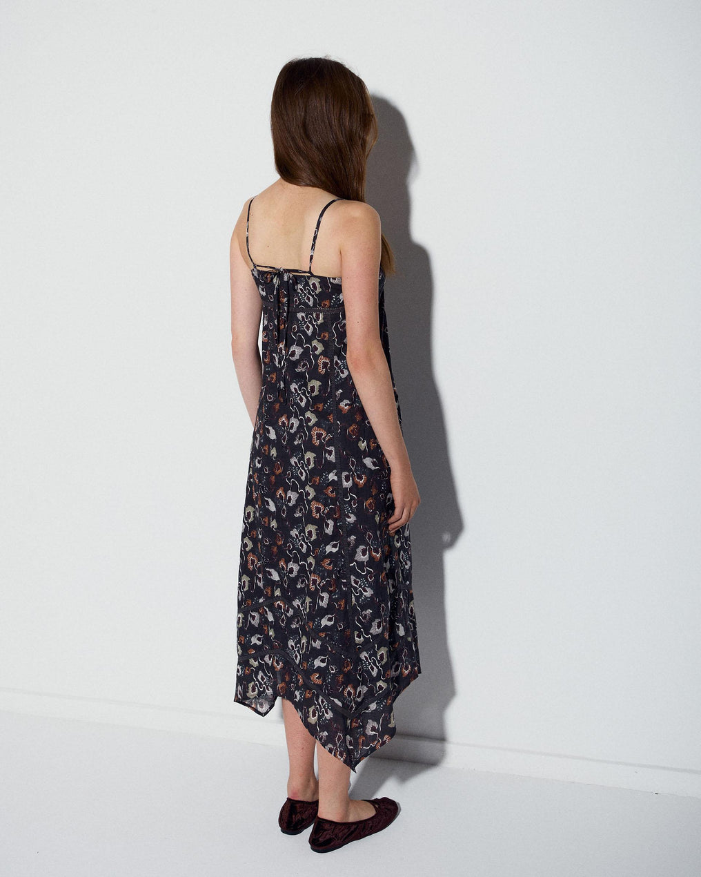 Vestido Puntillas Bolsillos Estampado Floral Antracita