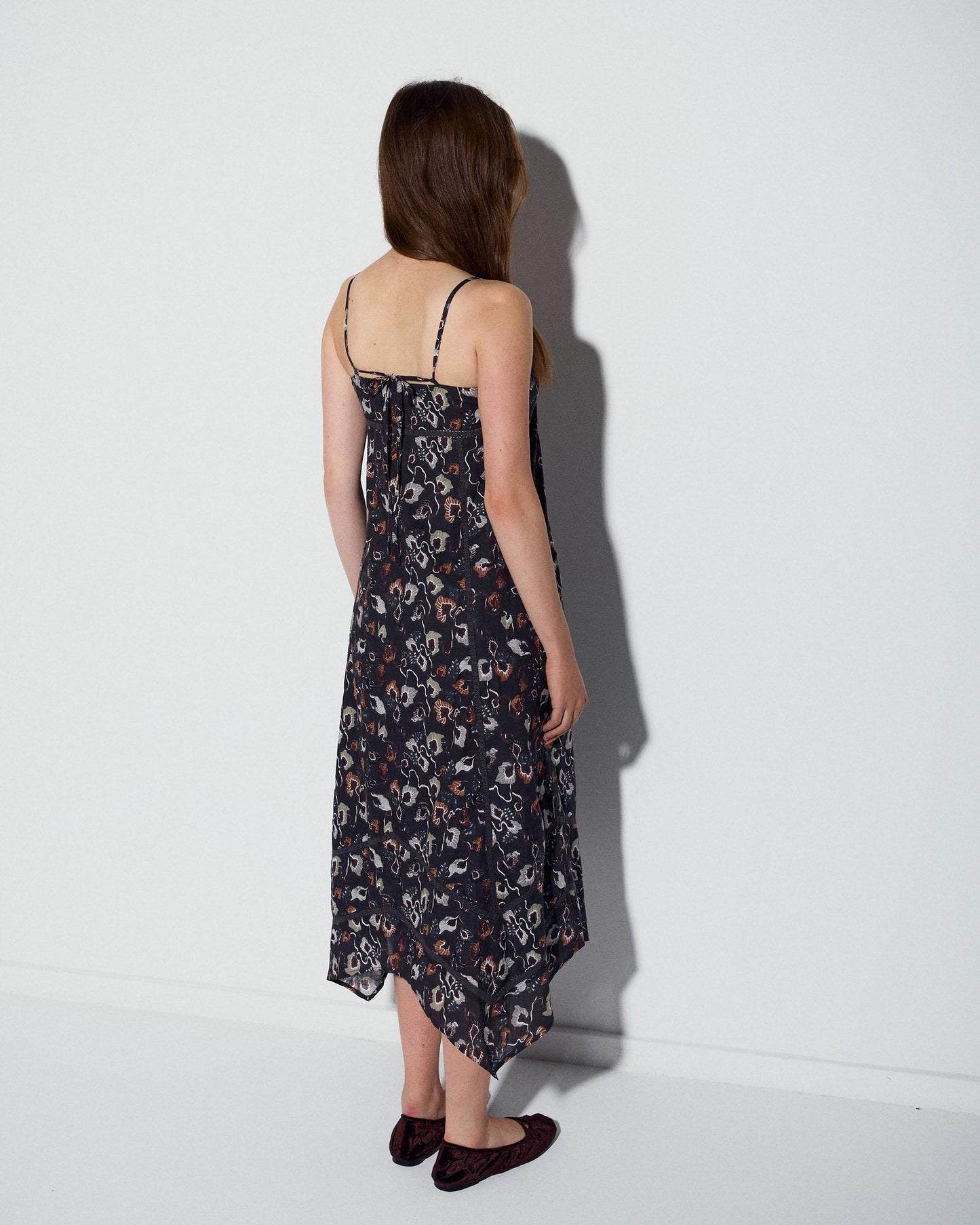 Vestido Puntillas Bolsillos Estampado Floral Antracita