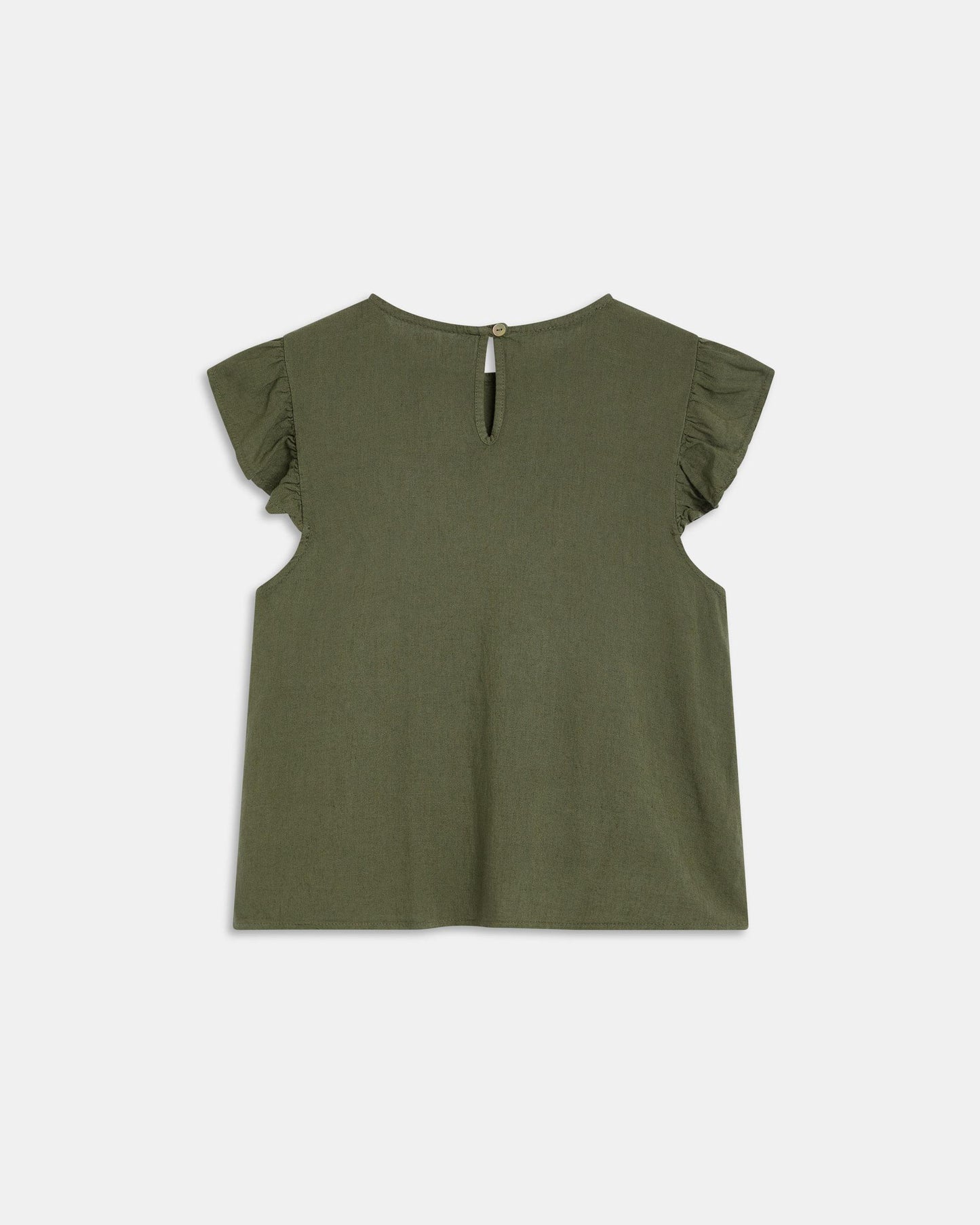 Blusa Jaretas Con Lino Verde Oscuro