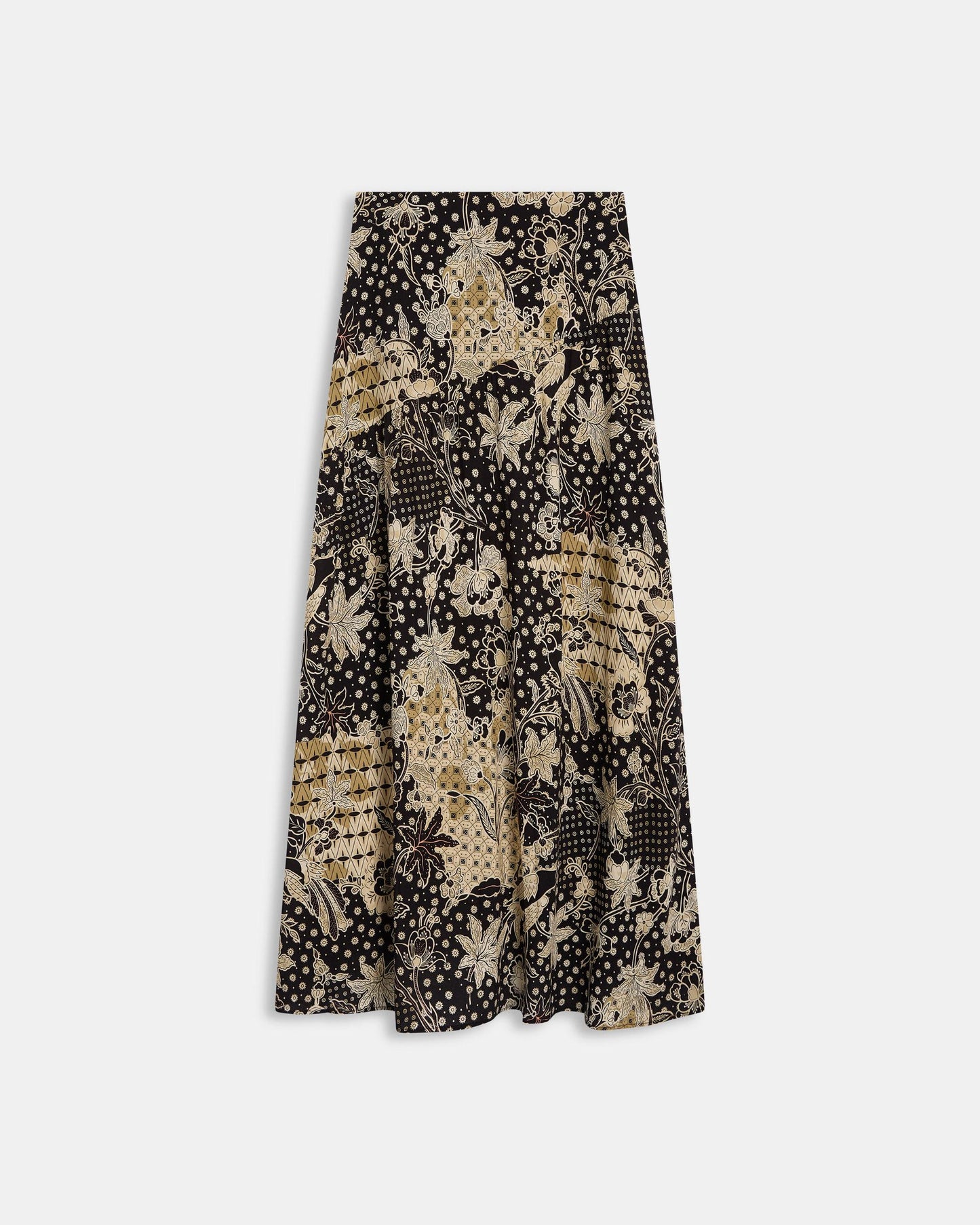 Jupe Couture Diagonal Imprimé Floral Noir