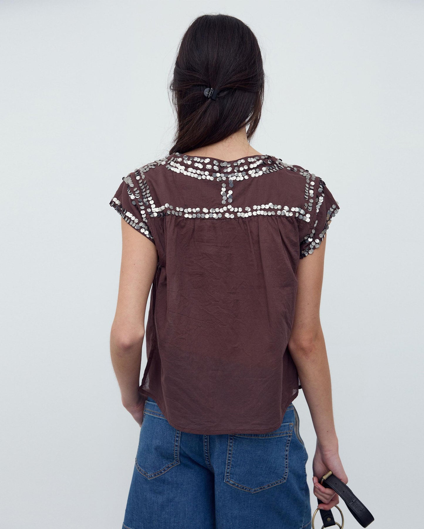 Blusa Lantejoulas Castanho