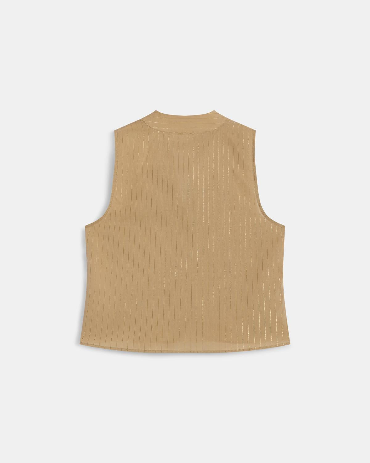 Top Escote Pico Rayas Lurex Camel