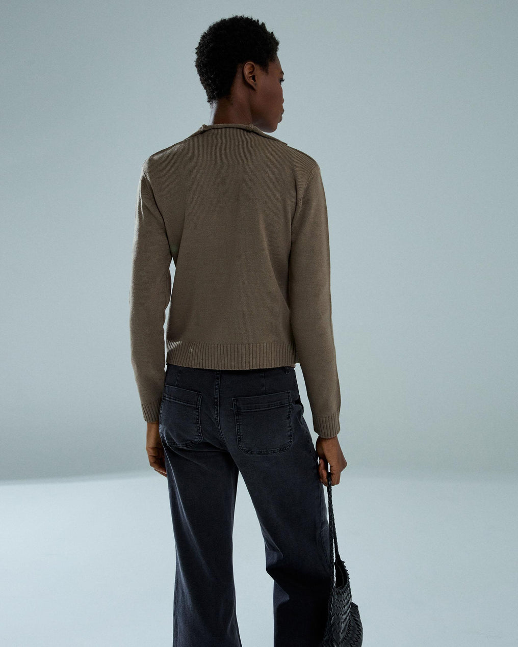 Jersey Cuello Polo Botón Taupe