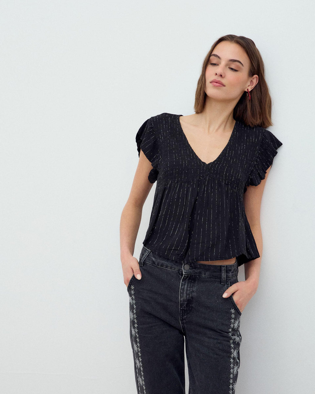 Blusa Gomas Lurex Negro