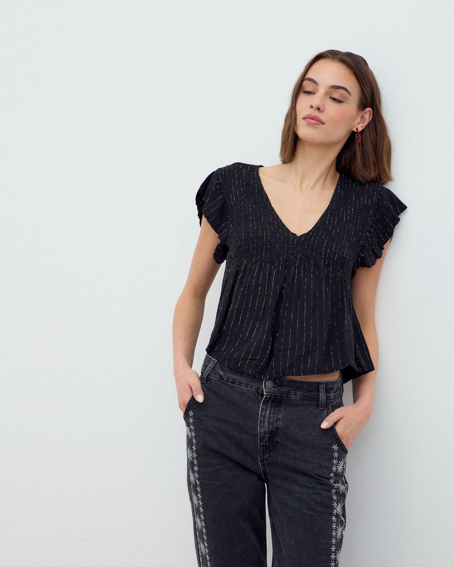 Blusa Gomas Lurex Negro
