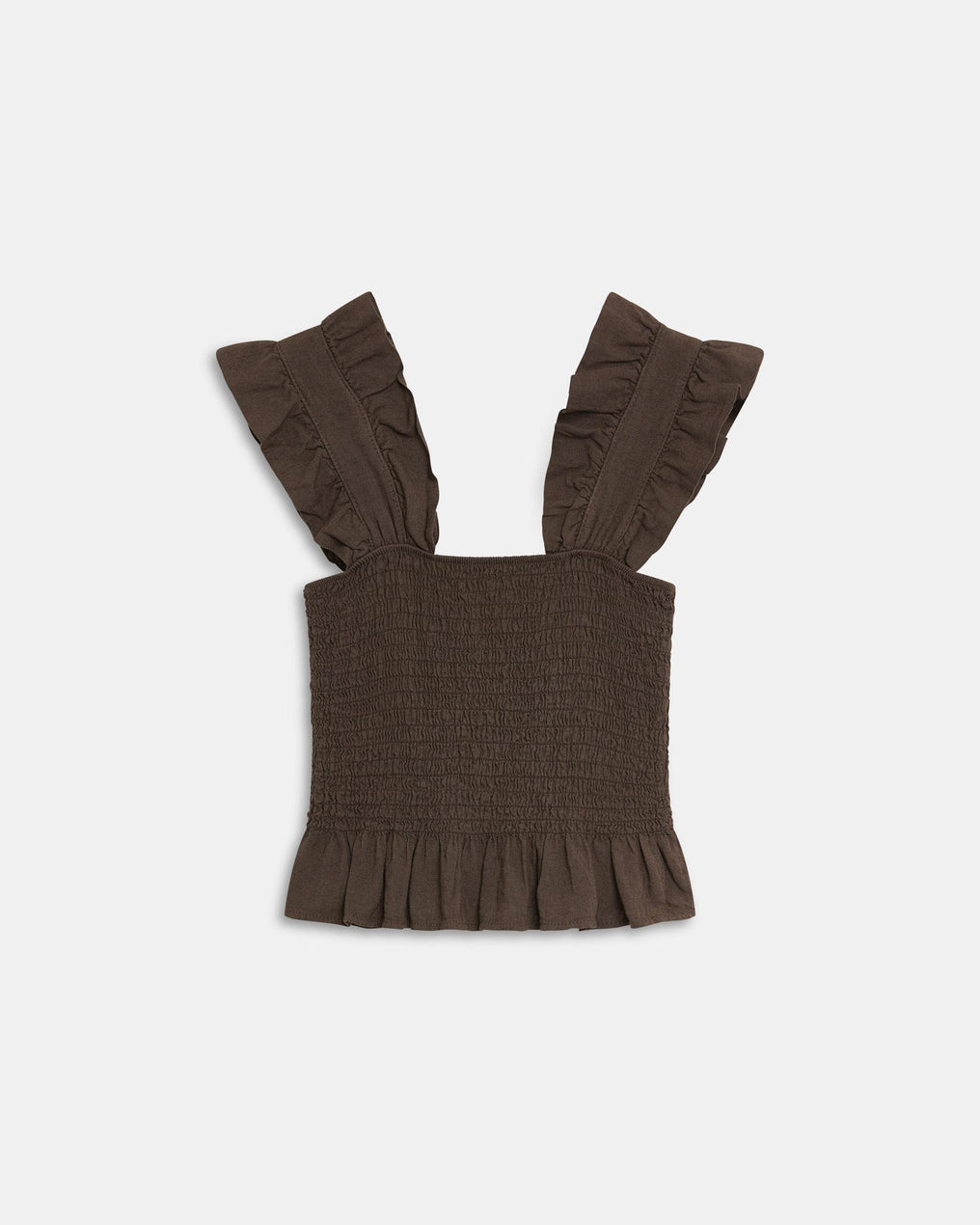 Top Nido De Abeja Volantes Tirantes Marrón