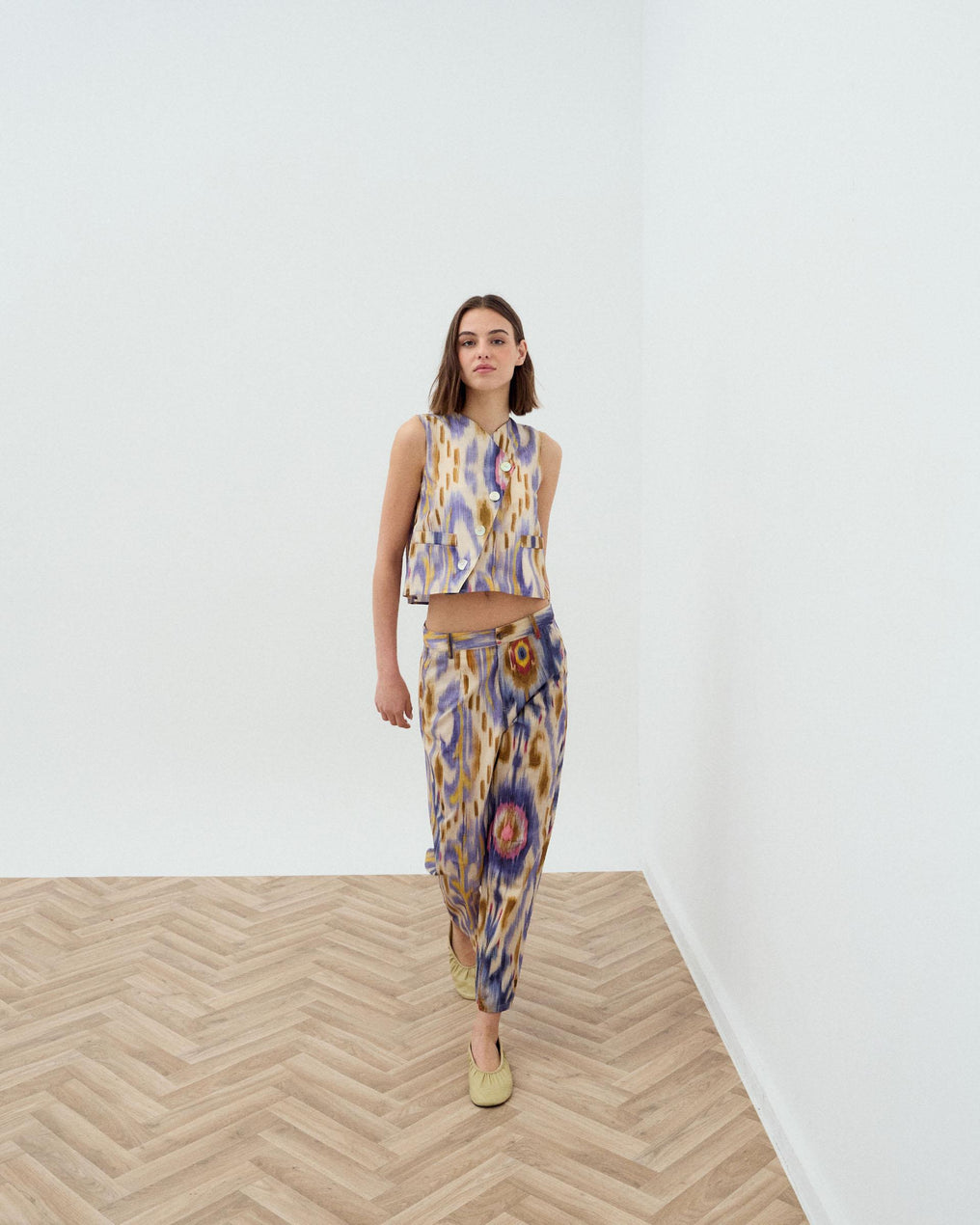 Multicolor Tie-Dye Ethnic Vest with Side Buttons