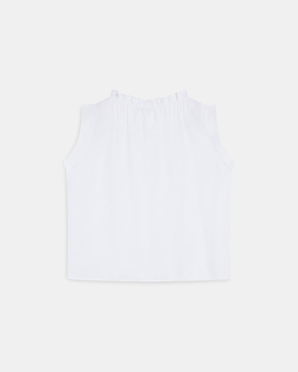 Blouse sans Manches Col Volant Blanc