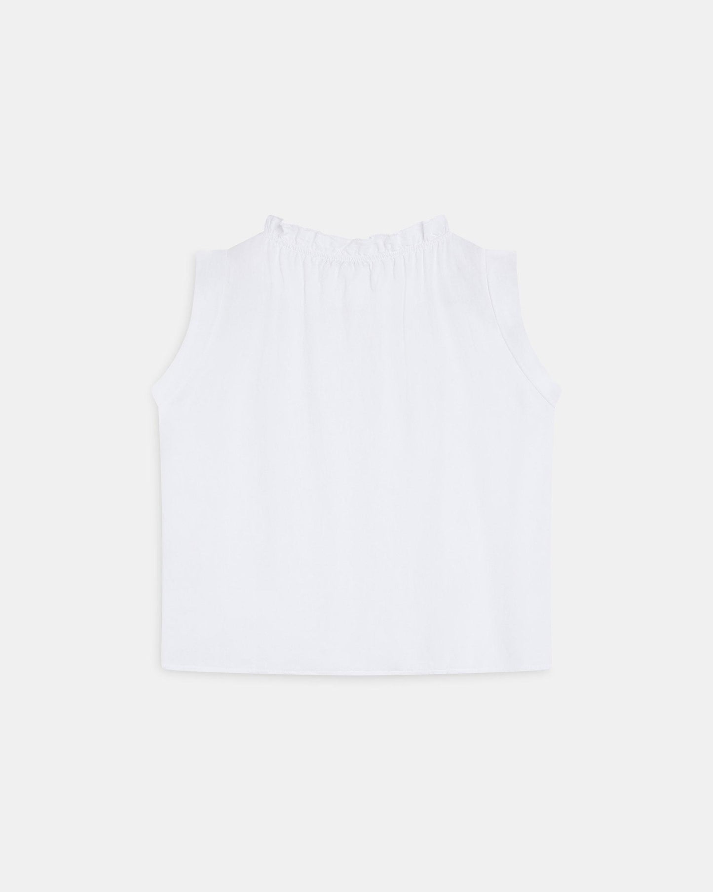 Blouse sans Manches Col Volant Blanc