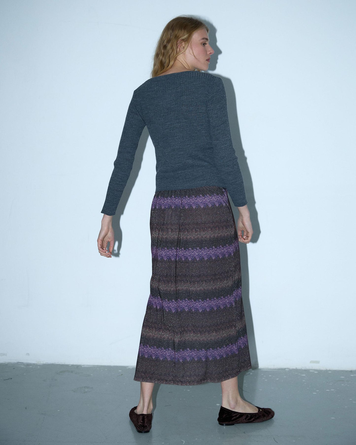 Purple Zigzag Print Skirt