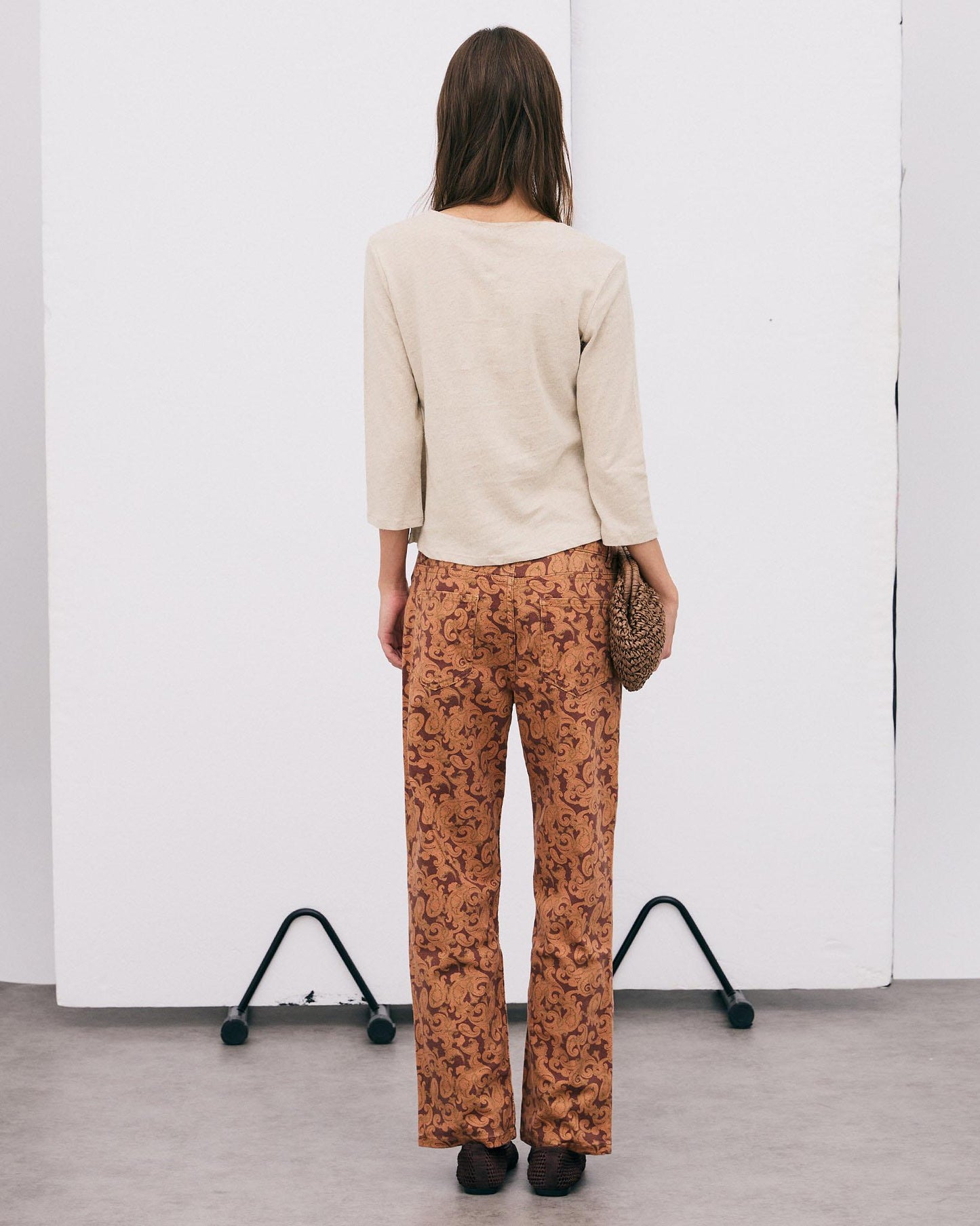 Orange Paisley Print Jeans