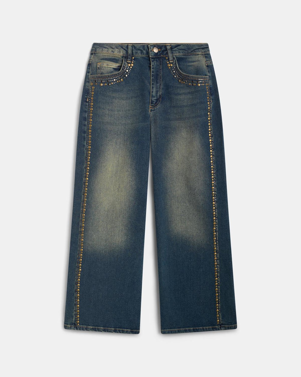 Blue Two-Tone Studded Jeans