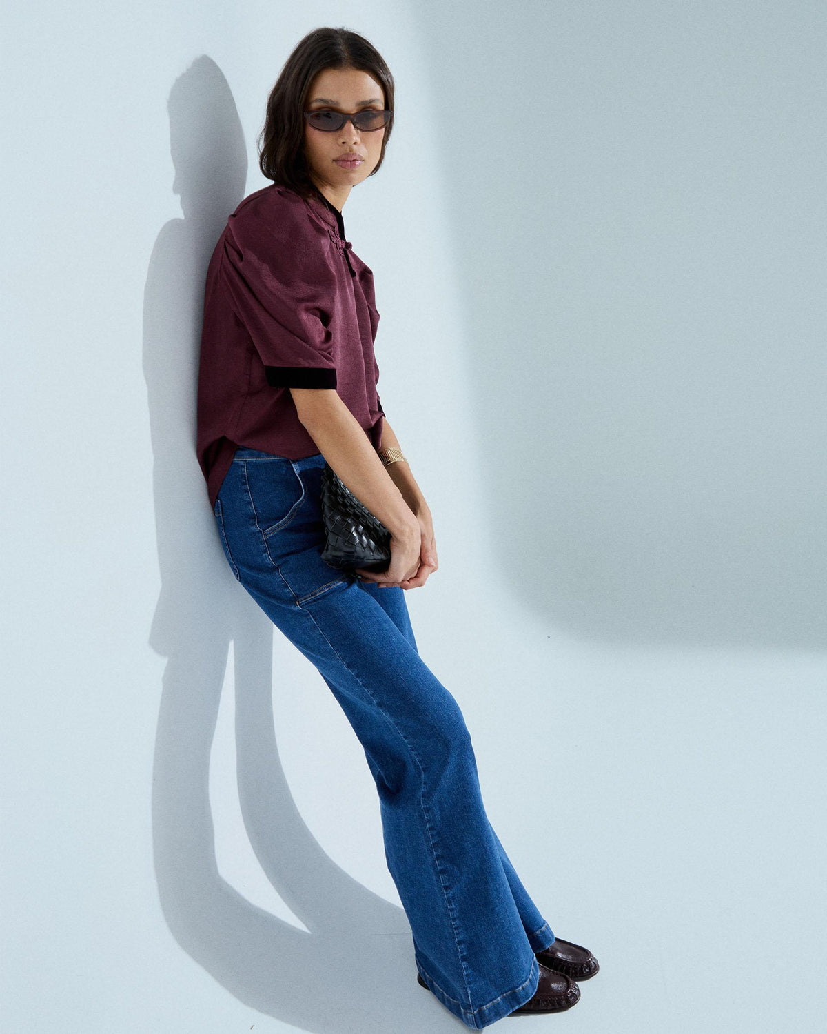 Blusa Alamar Detalle Terciopelo Granate