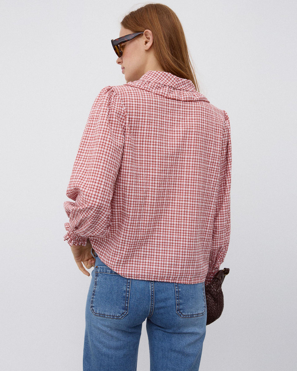 Blusa Folho Gola Vichy Tijolo