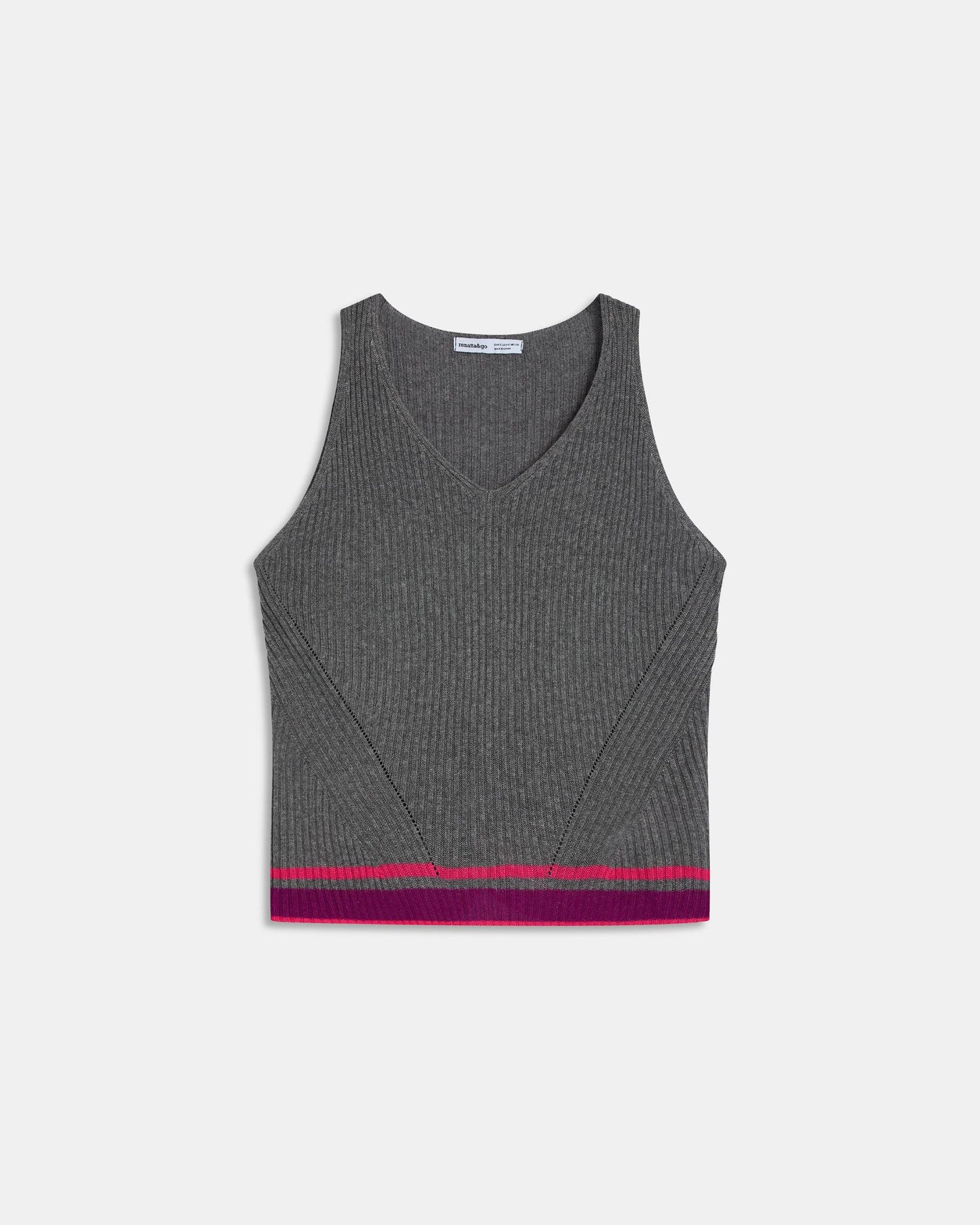 Top Maille Contrastes Bas Gris