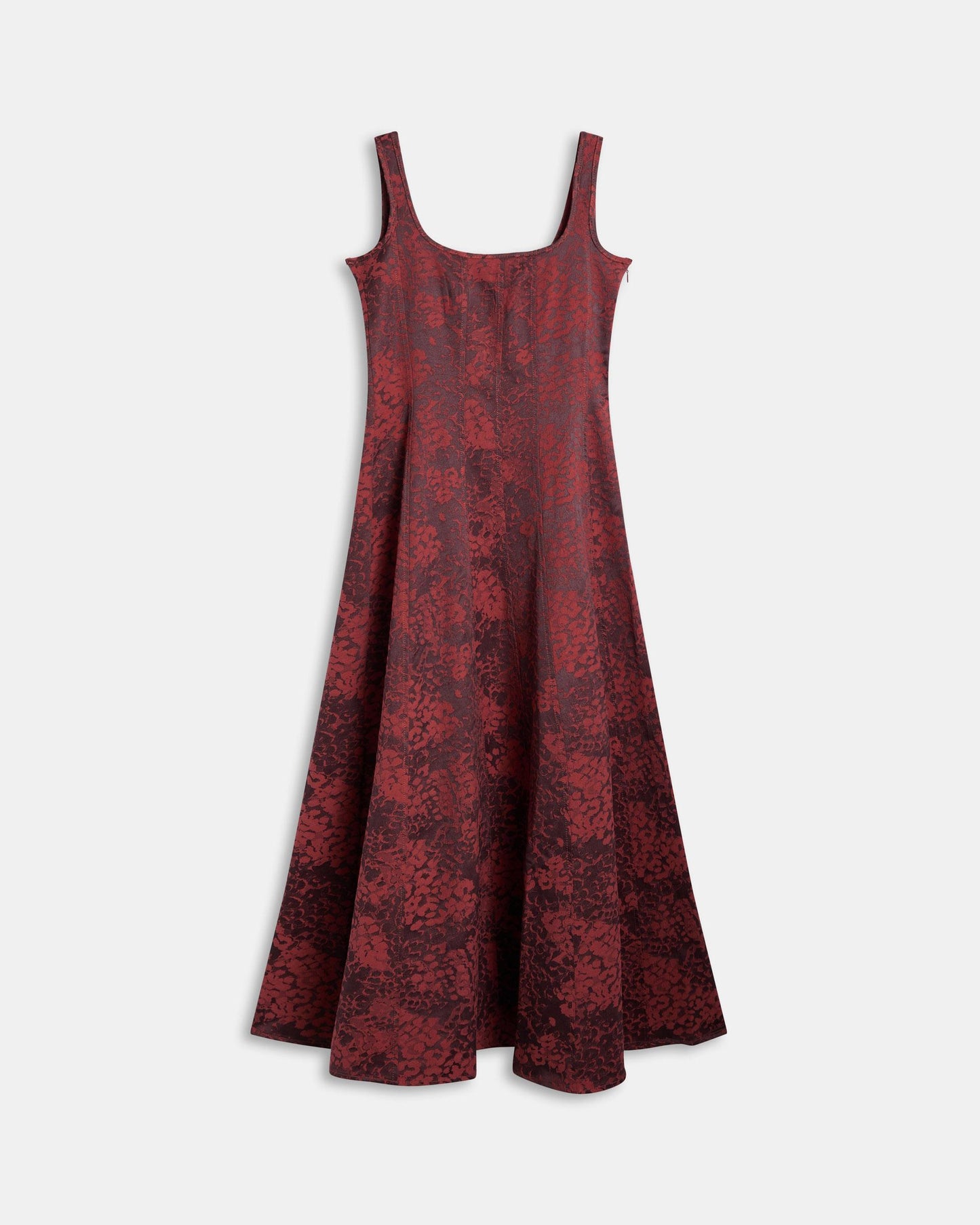 Vestido Alças Nervuras Jacquard Grená