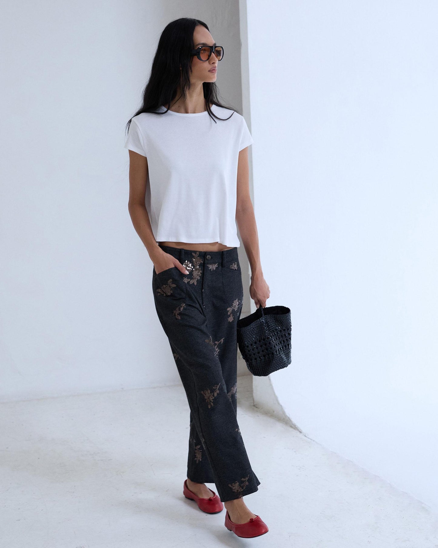 Pantalón Detalle Lentejuelas Antracita