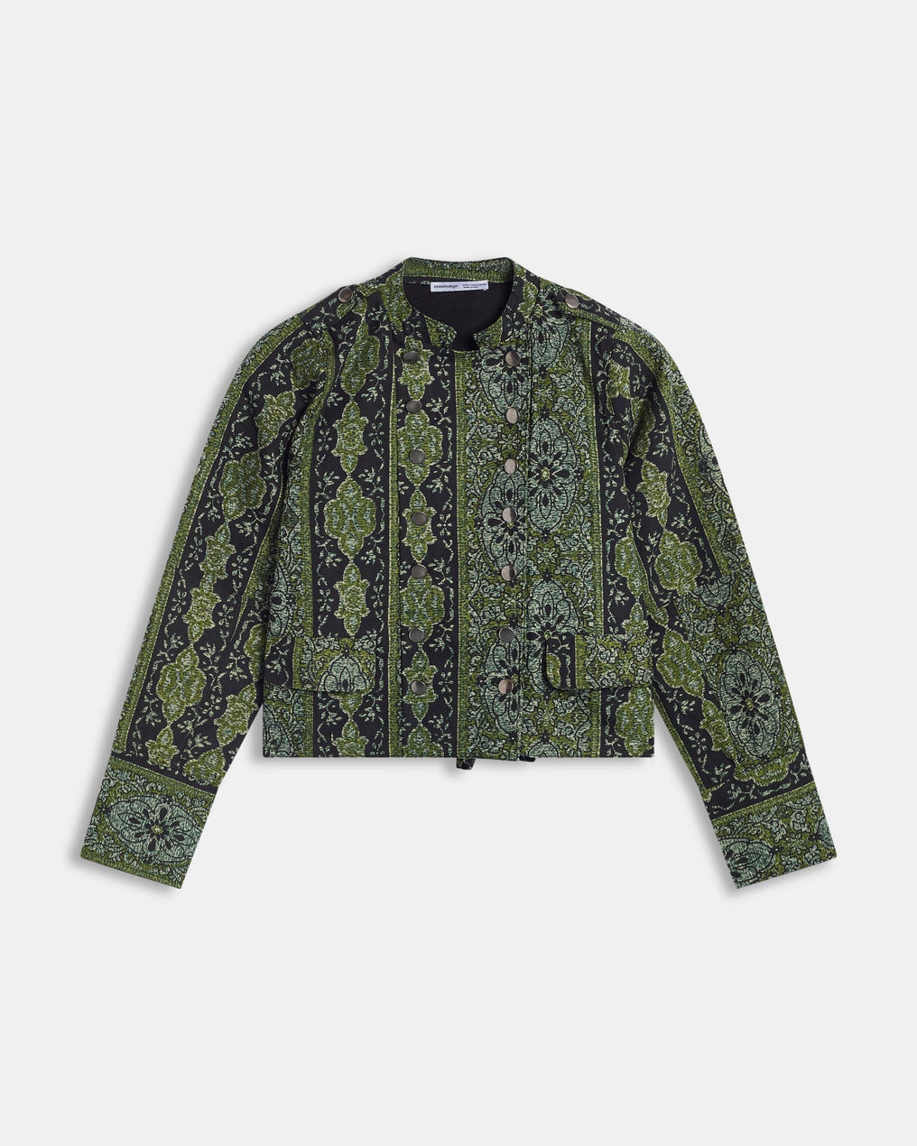 Veste Boutons Rabat Imprimé Vert