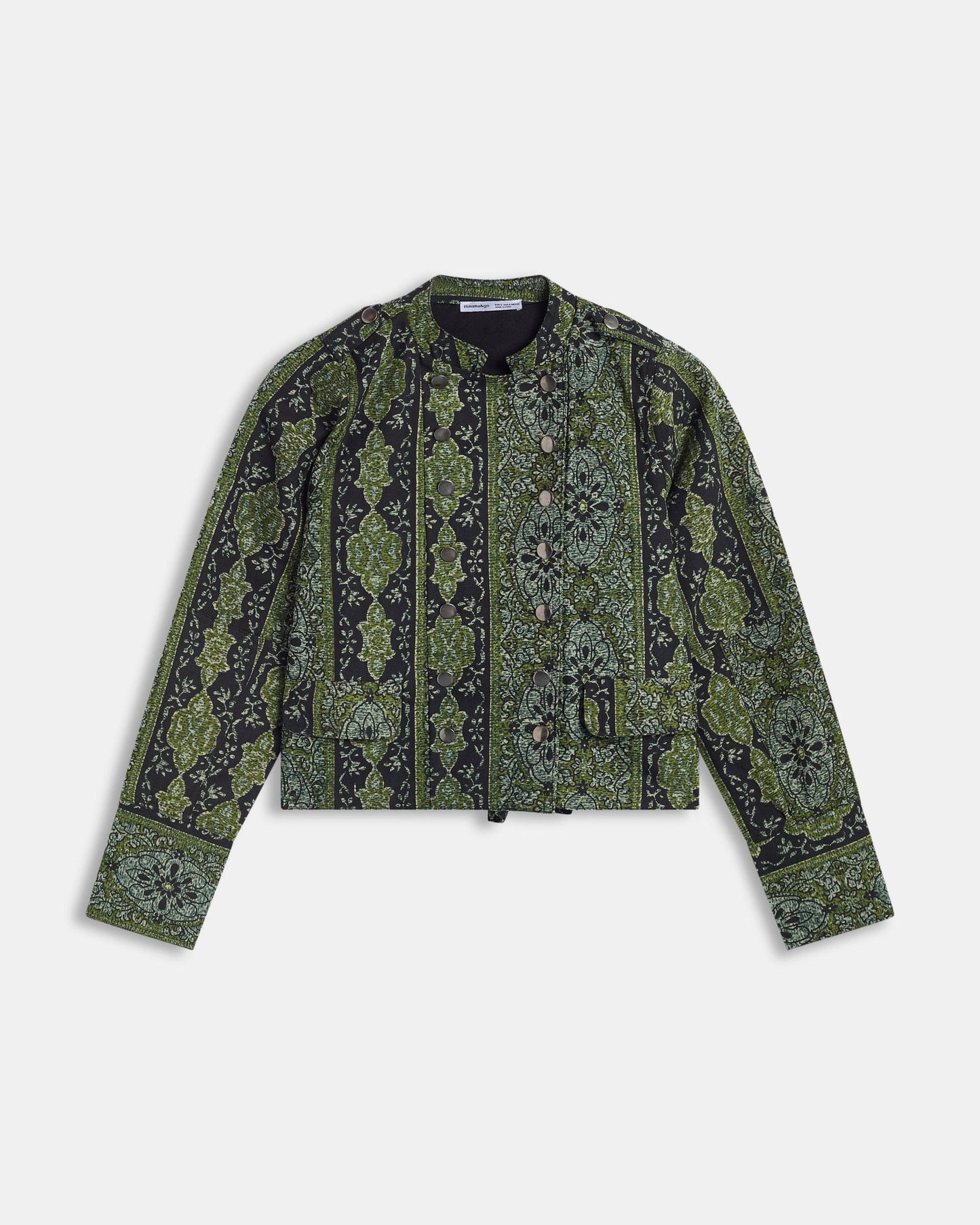 Veste Boutons Rabat Imprimé Vert