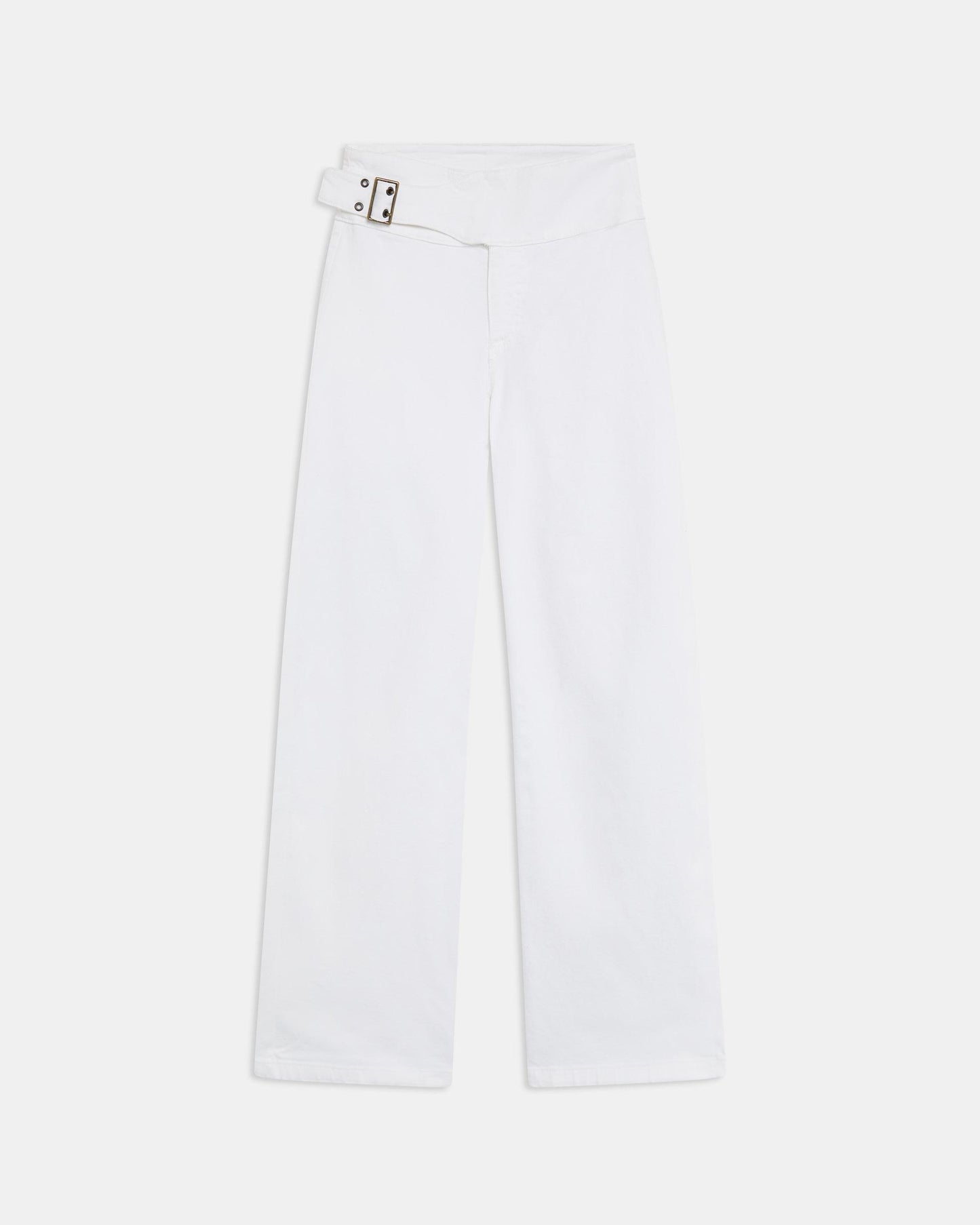 Jeans Cinturón Hebilla Lateral Blanco