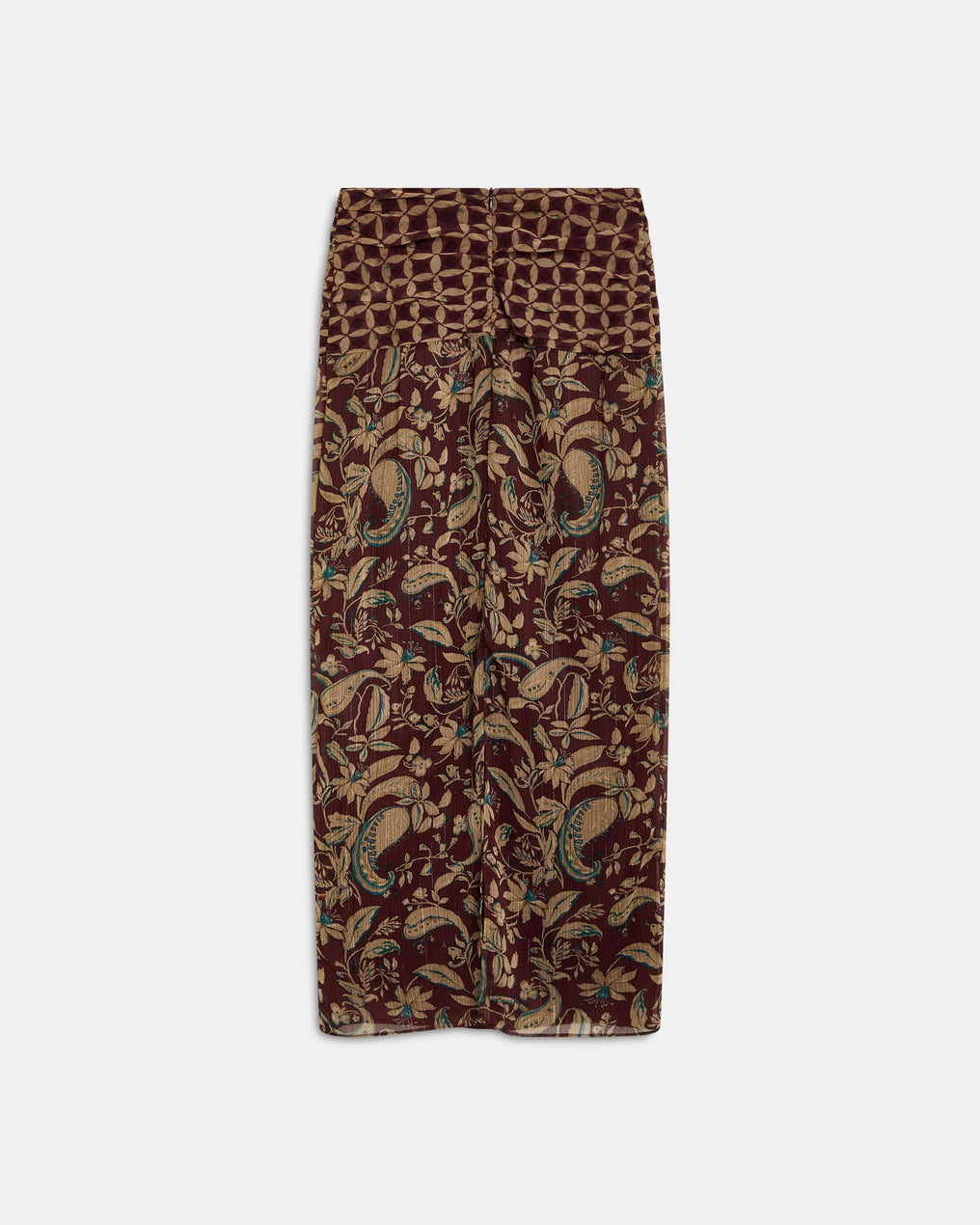 Jupe Imprimé Floral et Géométrique Marron