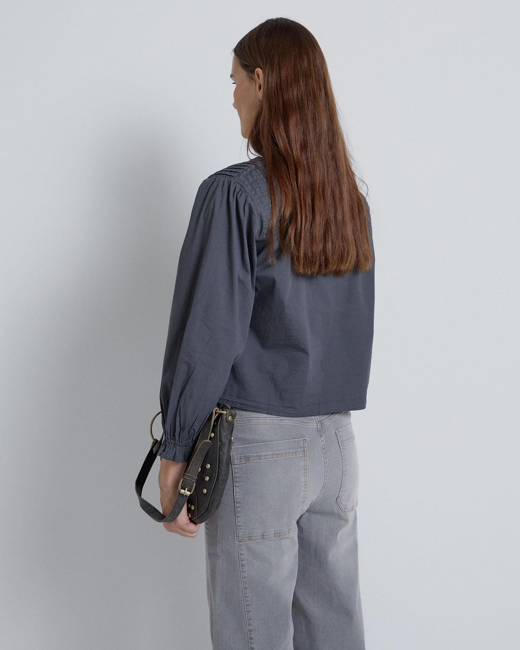 Blusa Canesú Tablas Antracita