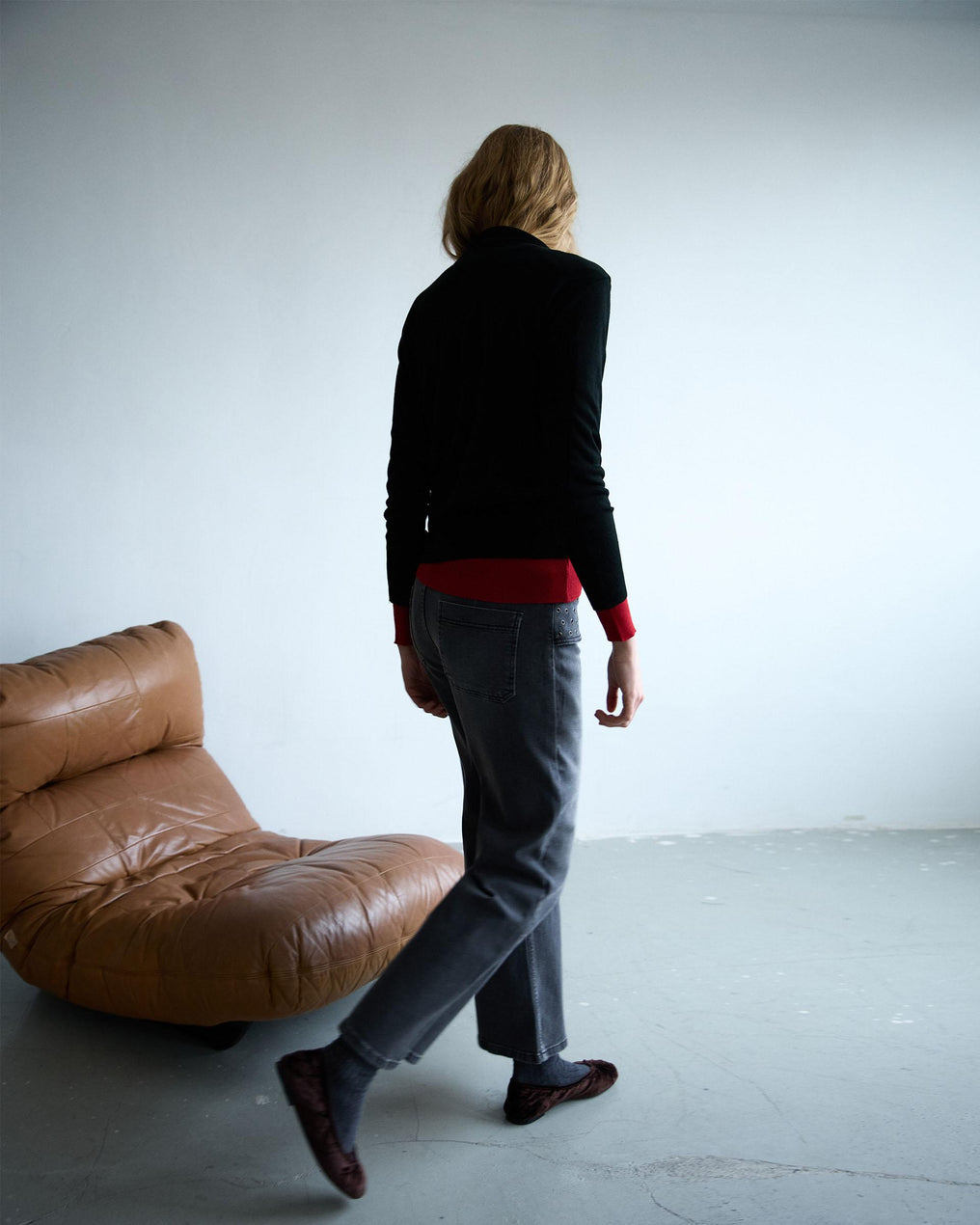 Jersey Punto Fino Cuello Alto Negro