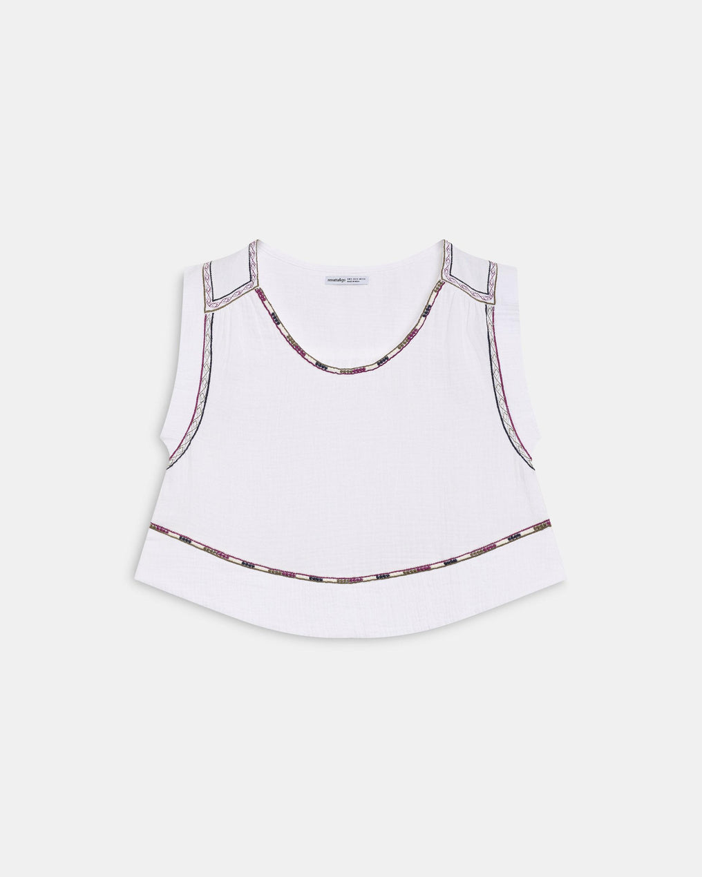 Top Sin Mangas Bordados Blanco