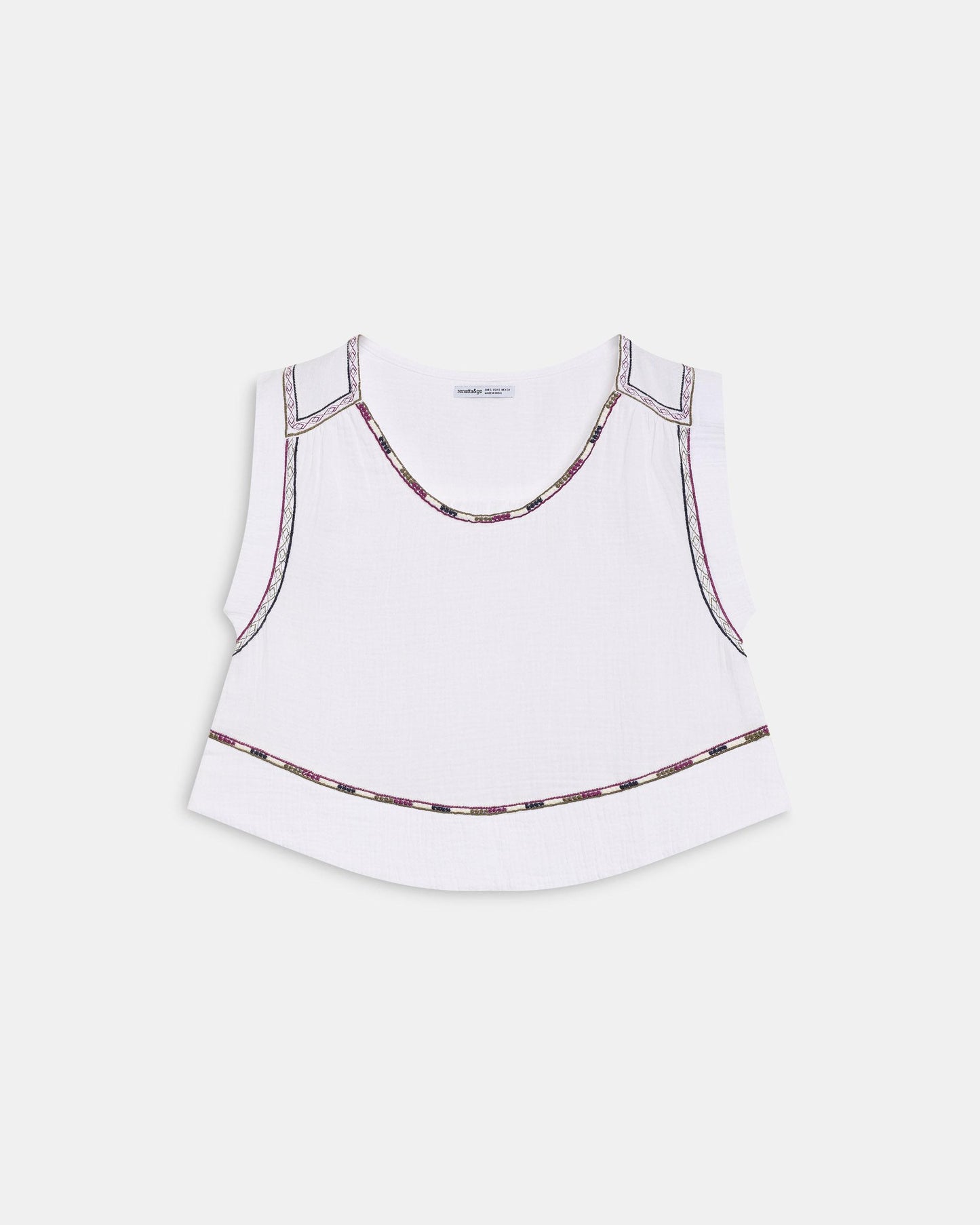 Top Sin Mangas Bordados Blanco