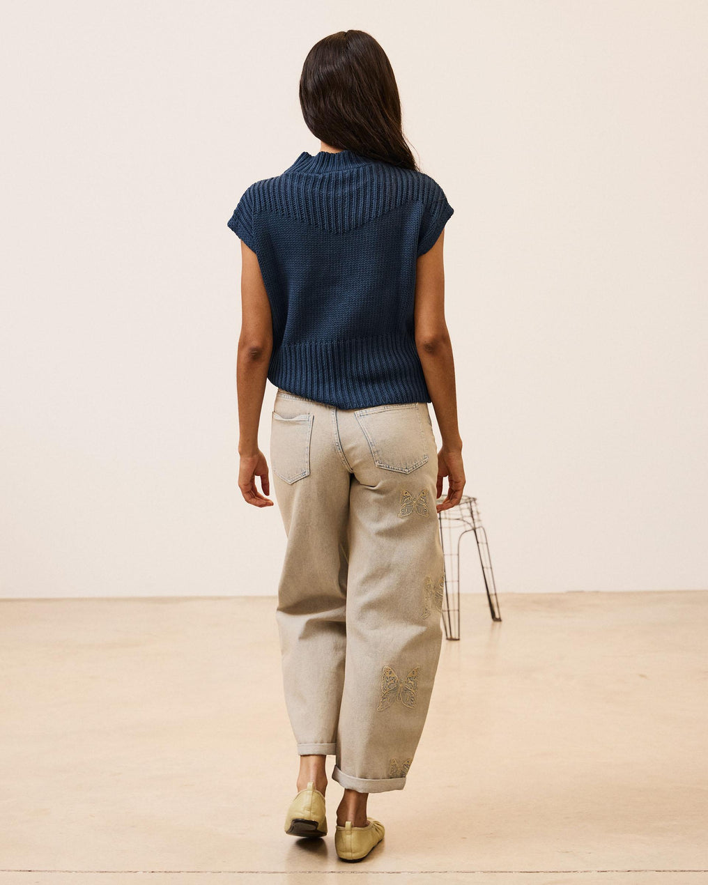 Chaleco Detalles Rib Azul