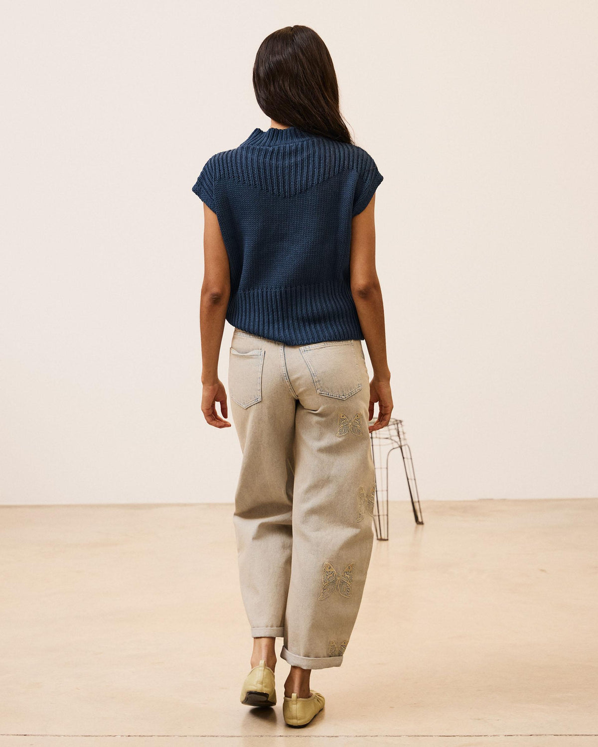 Chaleco Detalles Rib Azul