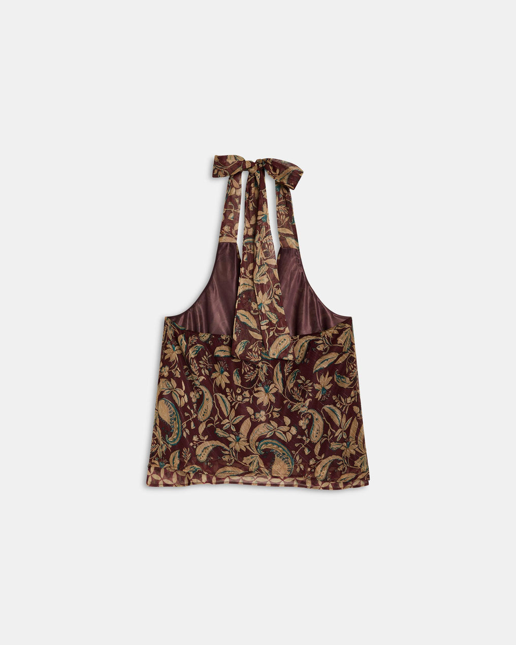 Top Pontas Estampado Floral E Geométrico Castanho