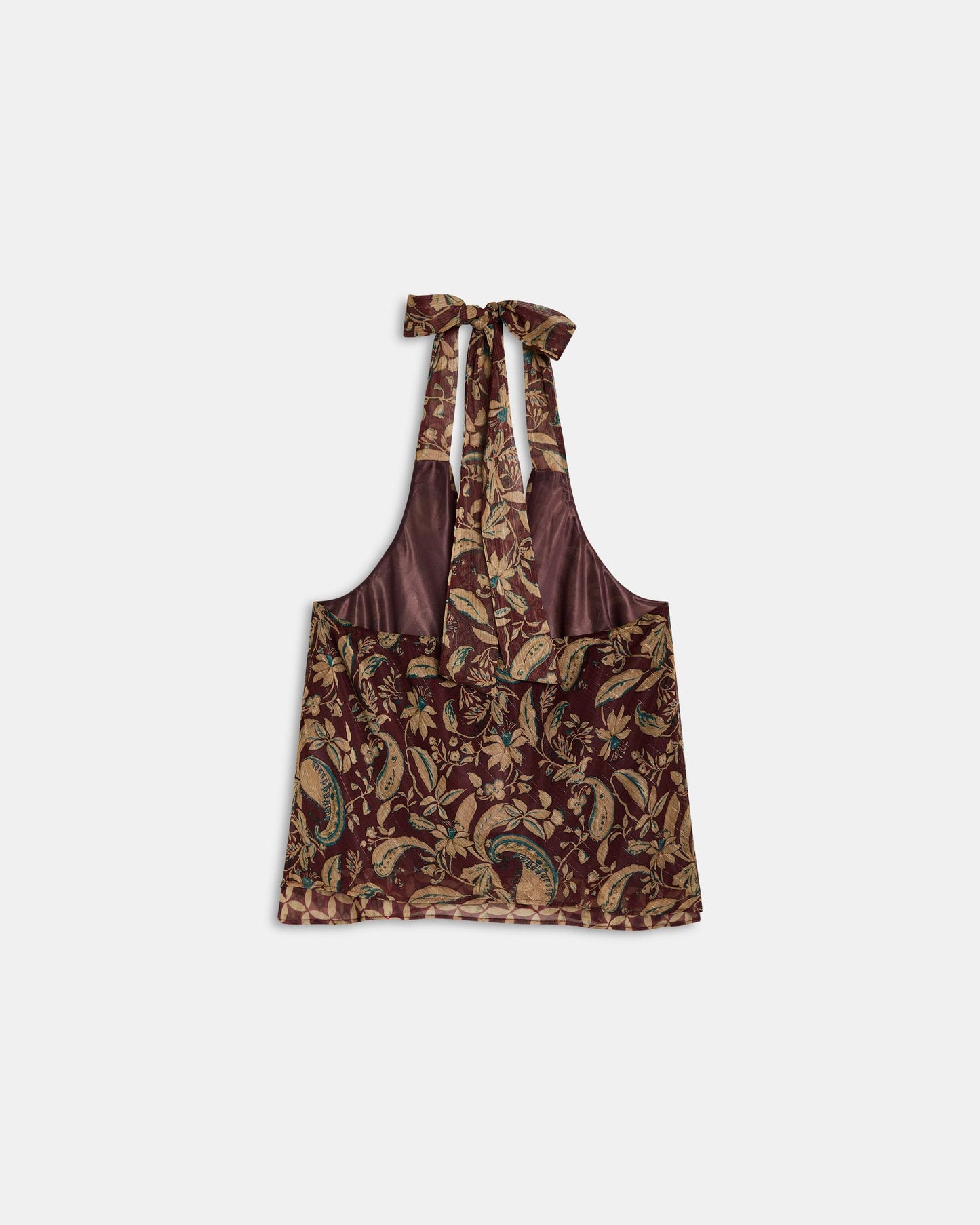 Top Pontas Estampado Floral E Geométrico Castanho