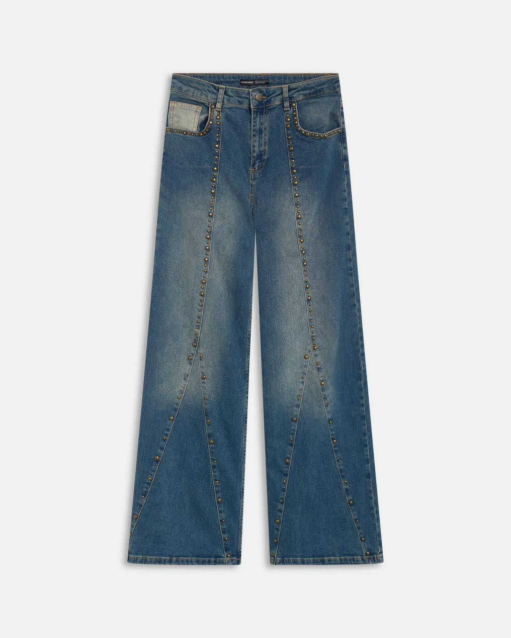 Jeans Tachas Costuras Azul