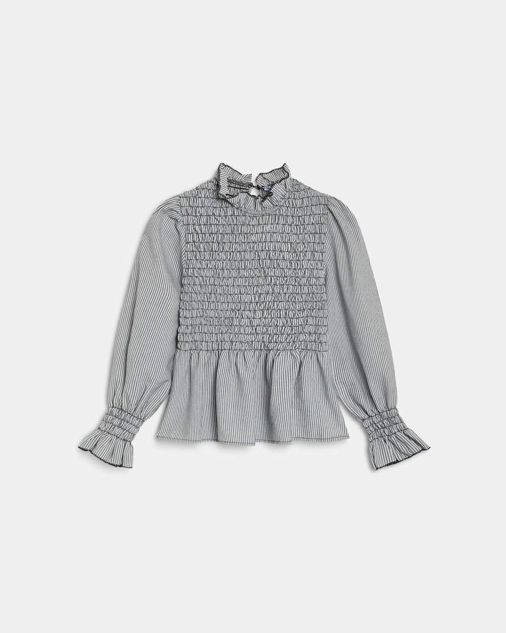 Blusa Manga Larga Engomada Rayas Negro