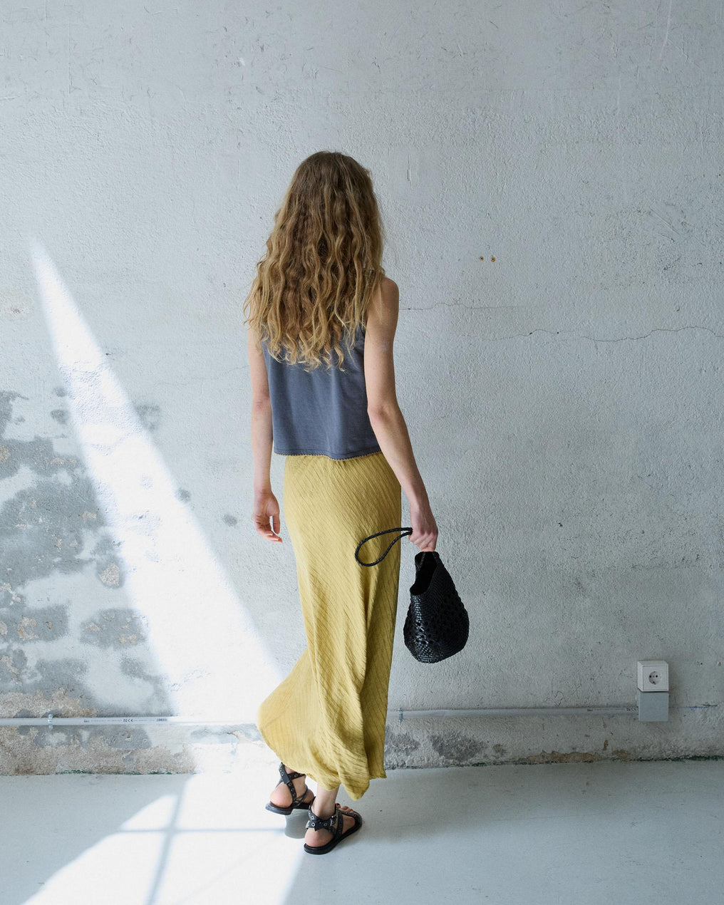 Yellow Striped Flowy Skirt