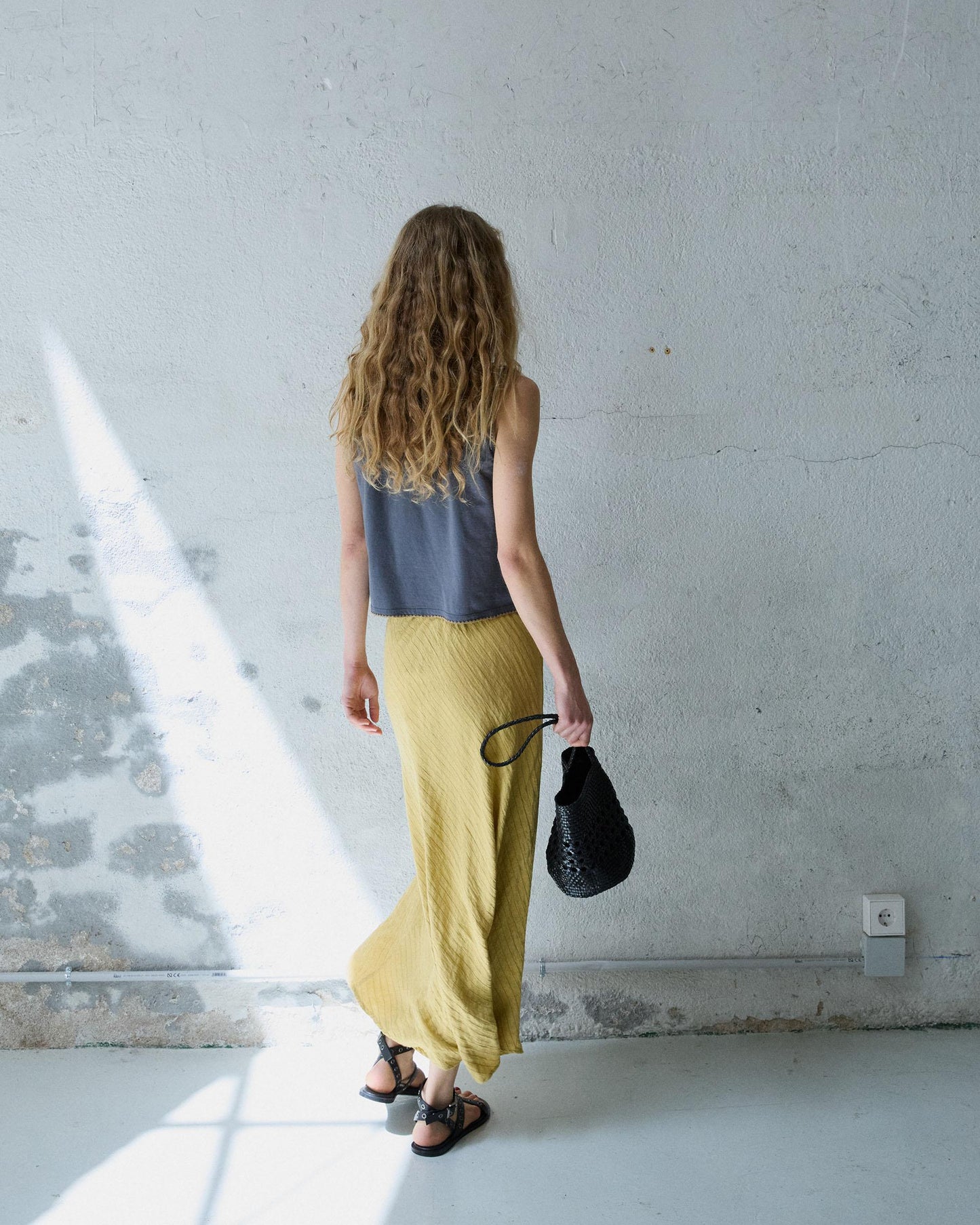 Yellow Striped Flowy Skirt