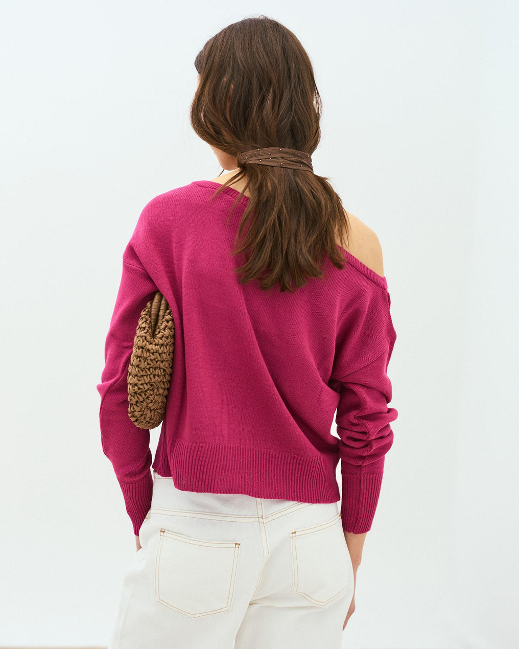 Pull Col Asymétrique Fuchsia